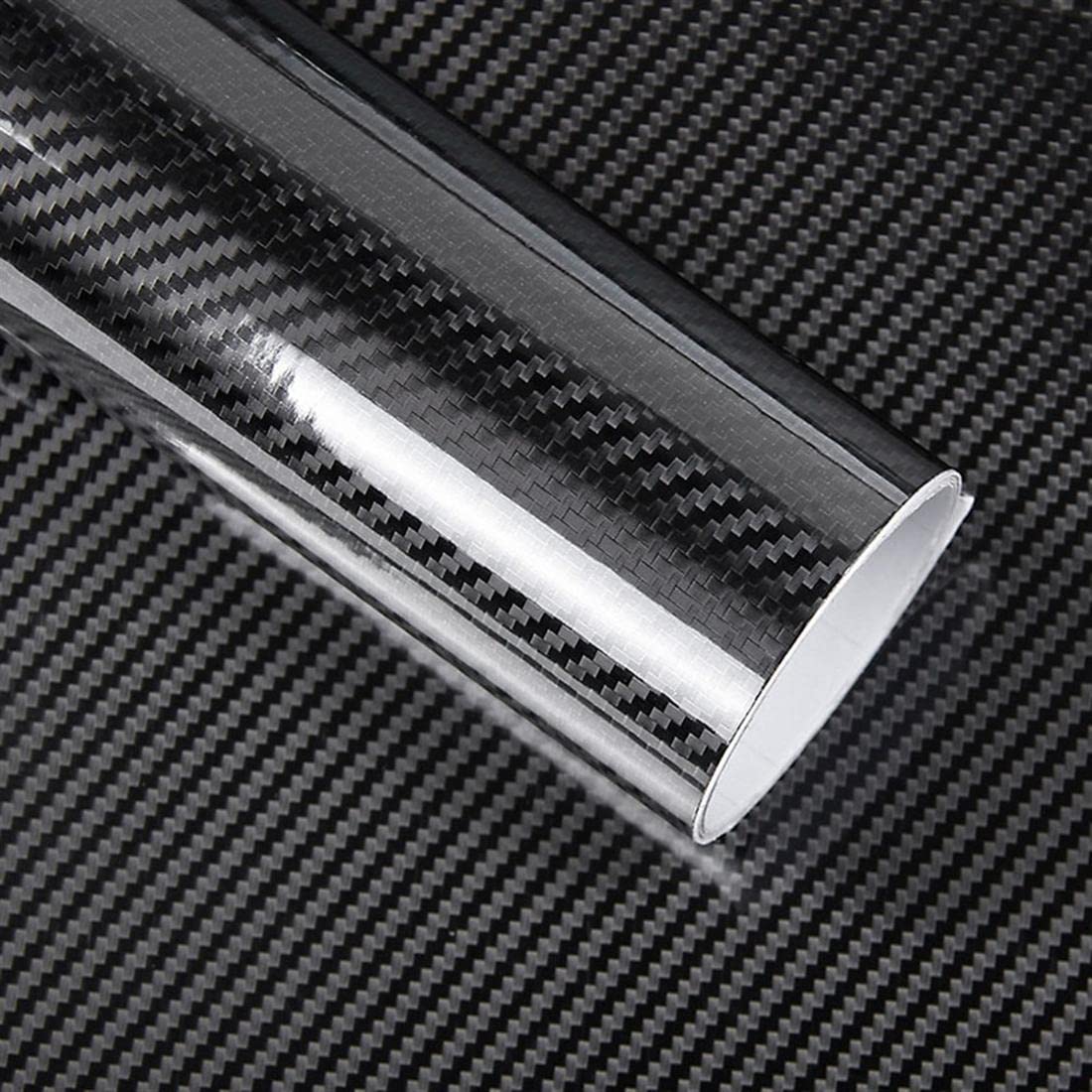 Lzlrun Free Tool Kit 5D High Gloss Carbon Fiber Vinyl Tap For Black Out Chrome Delete Window Trim Door Trim (5Feet X 10Feet)