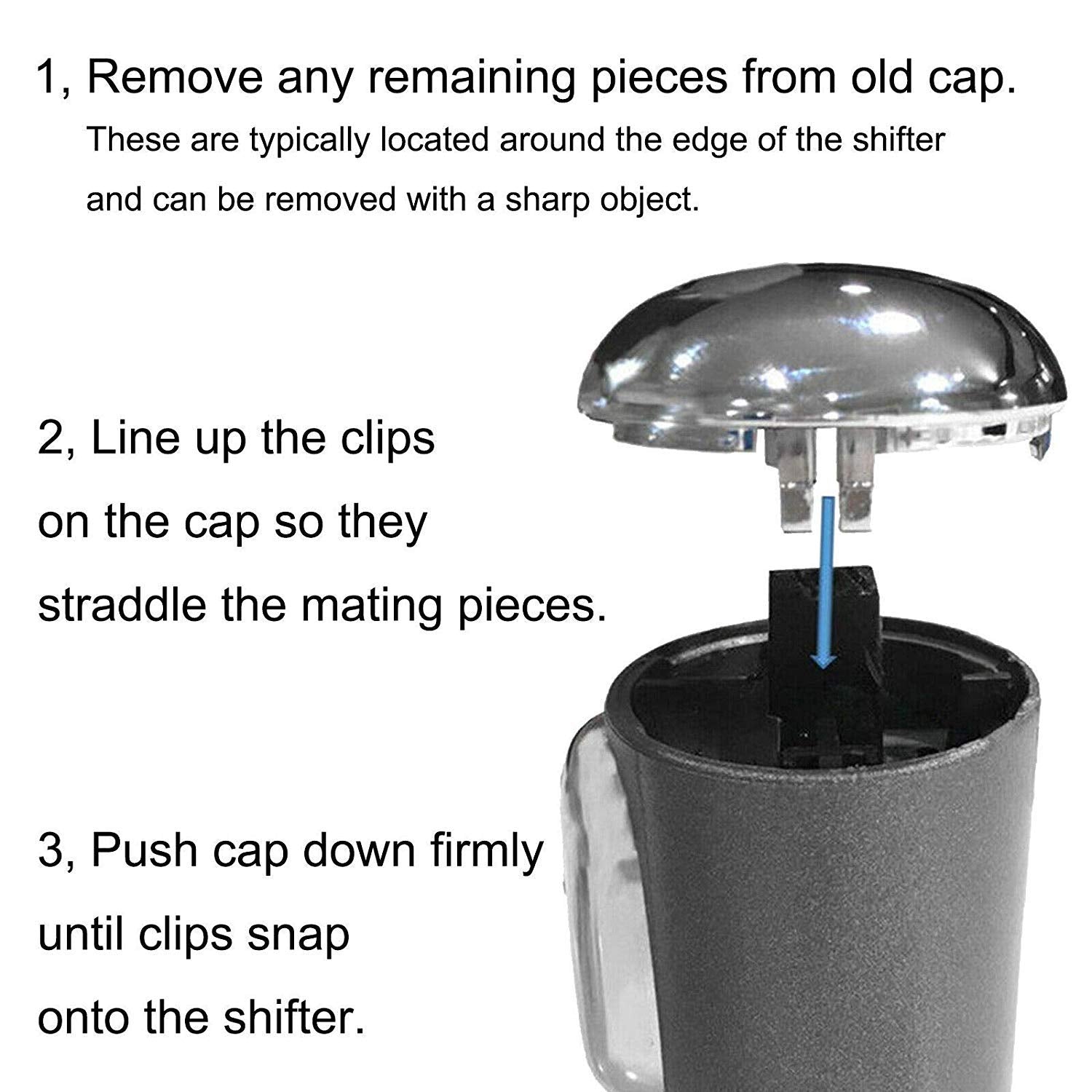 BASIKER F150 Shifter Knob Chrome Cap - Triple Chrome Plated, Easy Installation, Model 4L3Z-7213-BA, Fits 2004-2006 Ford