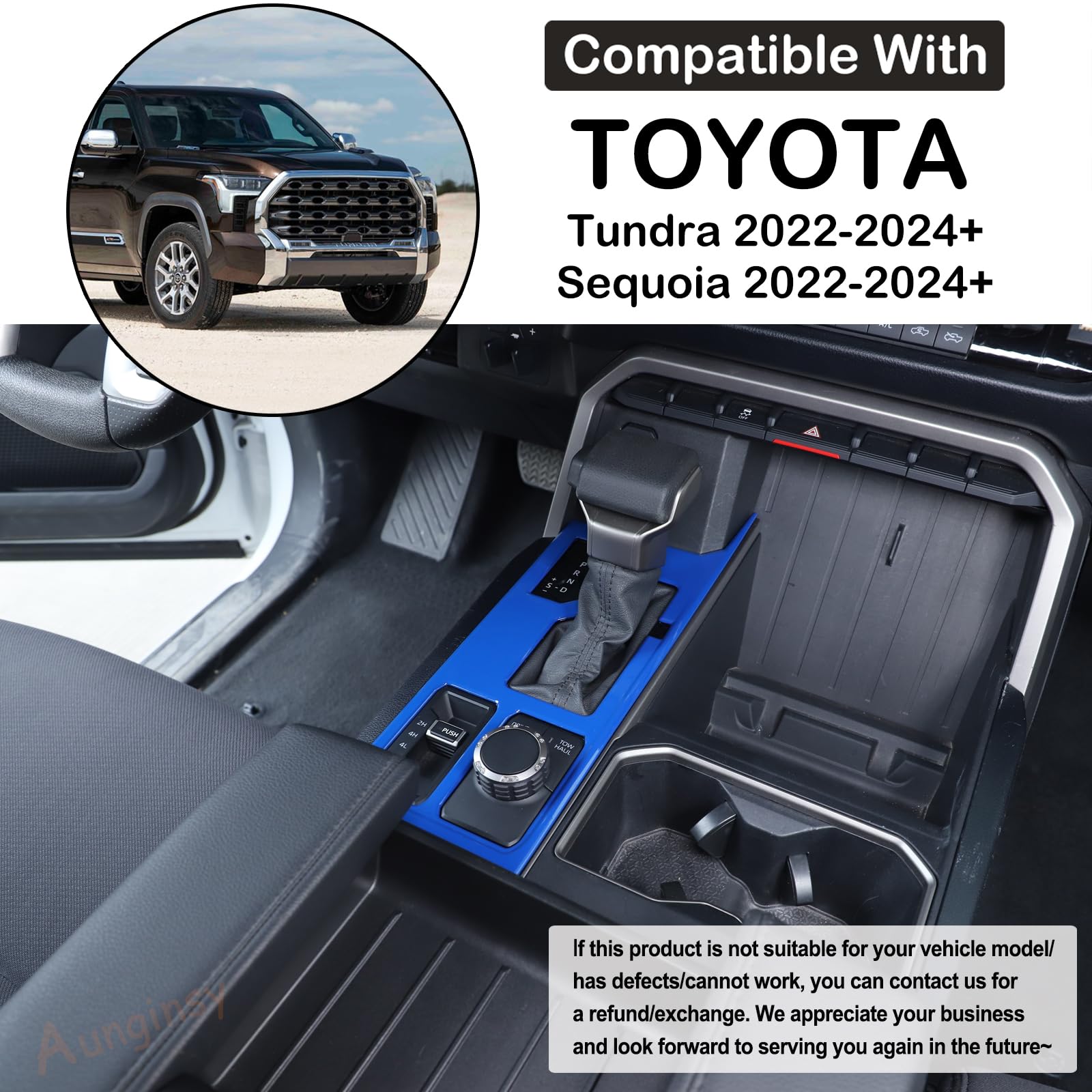 Aunginsy Central Control Gear Shift Panel Trim Cover Compatible With Toyota Tundra/Sequoia 2022-2025 Car Gear Shifter Console An
