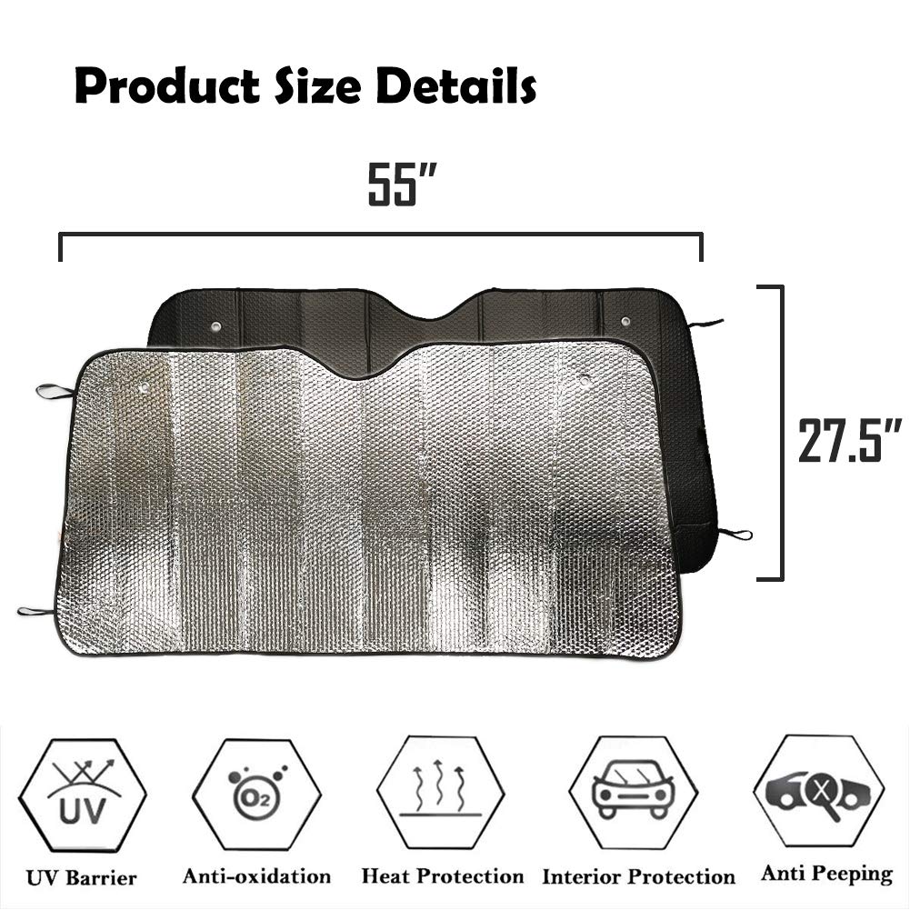 Big Ant Windshield Sun Shade Uv Rays Sun Visor Shade,Auto Front Windshield Sunshade Car Folded Sun Shield Shade,Keeps Vehicle Co