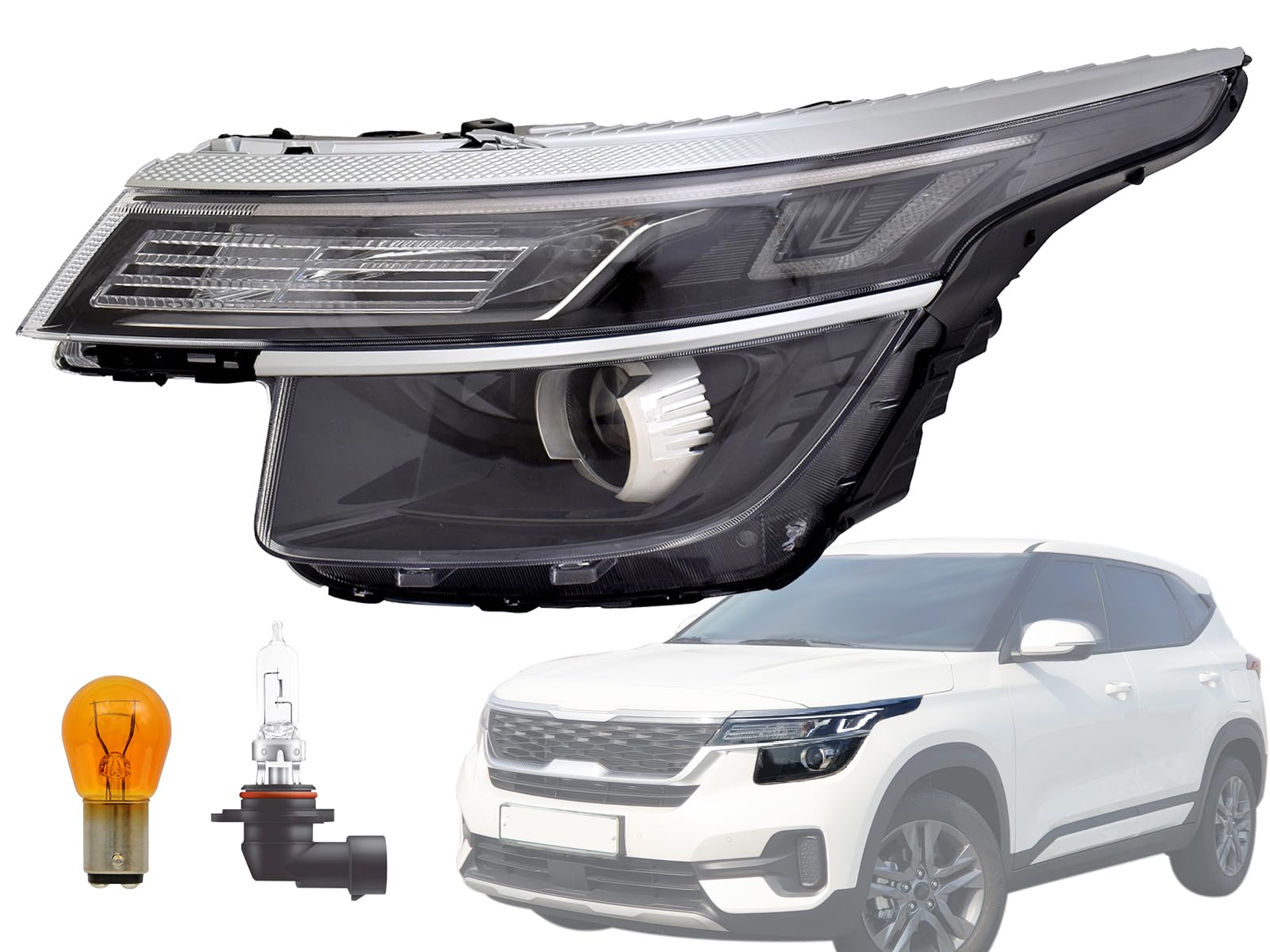 Auto Parts Avenue APA Replacement Head Light for 2021 2022 2023 Seltos S EX Nightfall Model Driver Left Side KI2502247 92101Q513