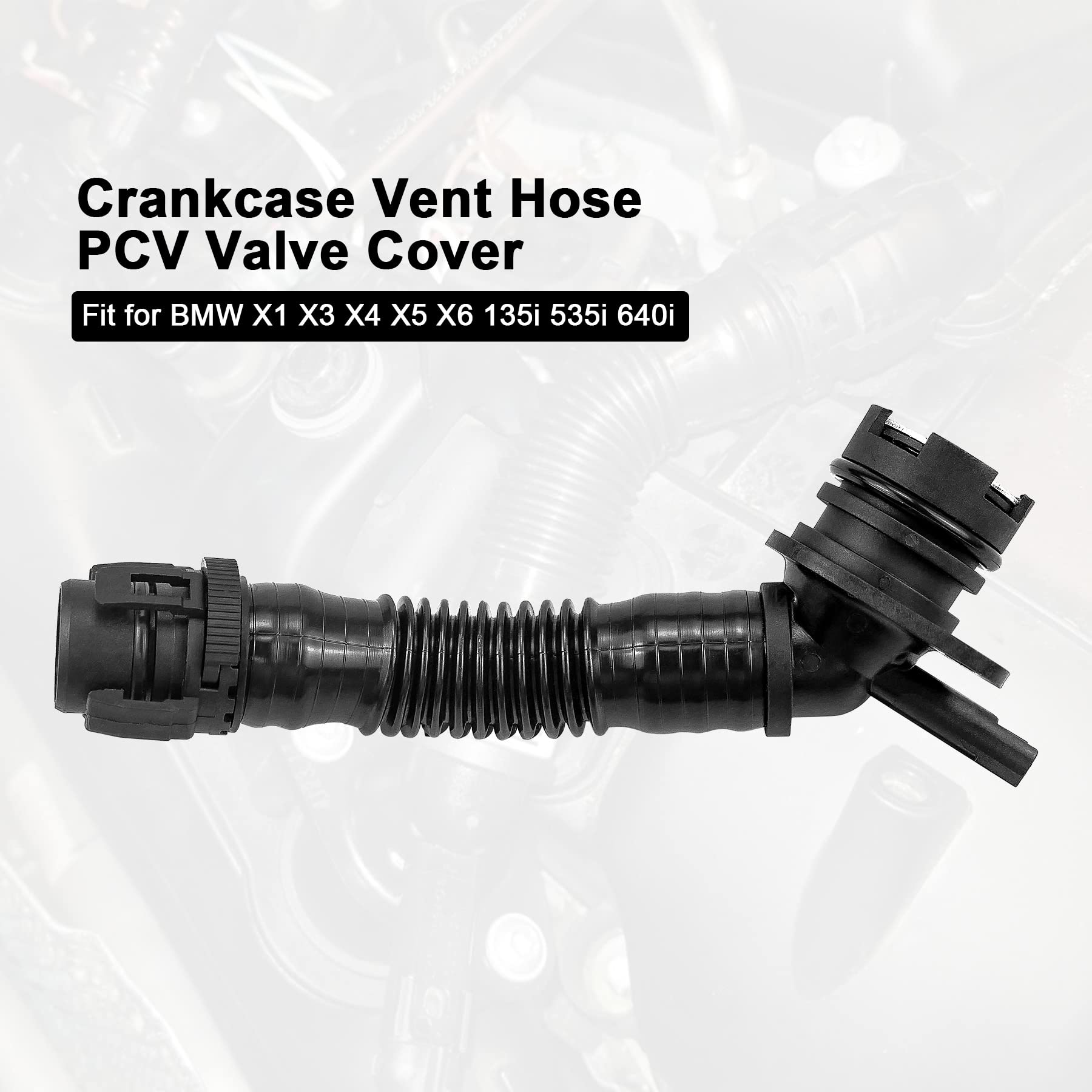 AUGREX Crankcase Vent Hose for BMW X1 X3 X4 X5 X6 135i 535i 640i - Black, Durable Design