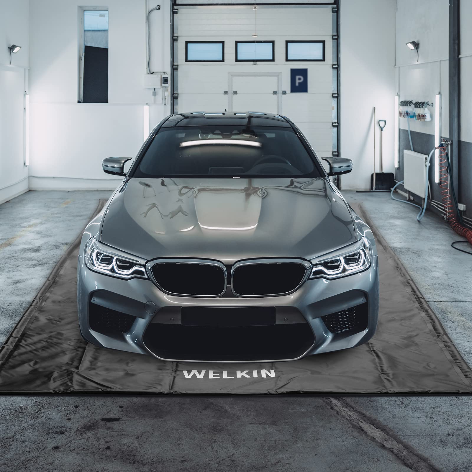 Welkin Containment Mat,(7'9'' X 16'),Non-Slip Garage Floor Mat - Heavy Duty Waterproof Protection From Snow, Rain And Mud For Ca