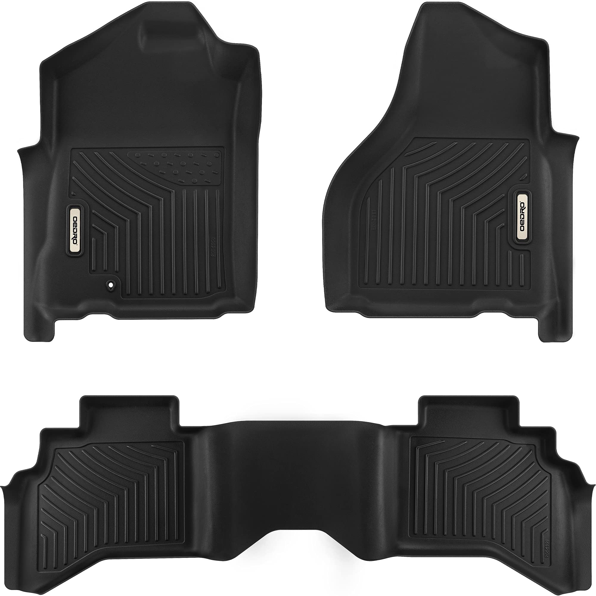 oEdRo Floor Mats for 2002-2008 Dodge Ram 1500, 2003-2009 Ram 2500/3500, Black TPE All Weather Liners