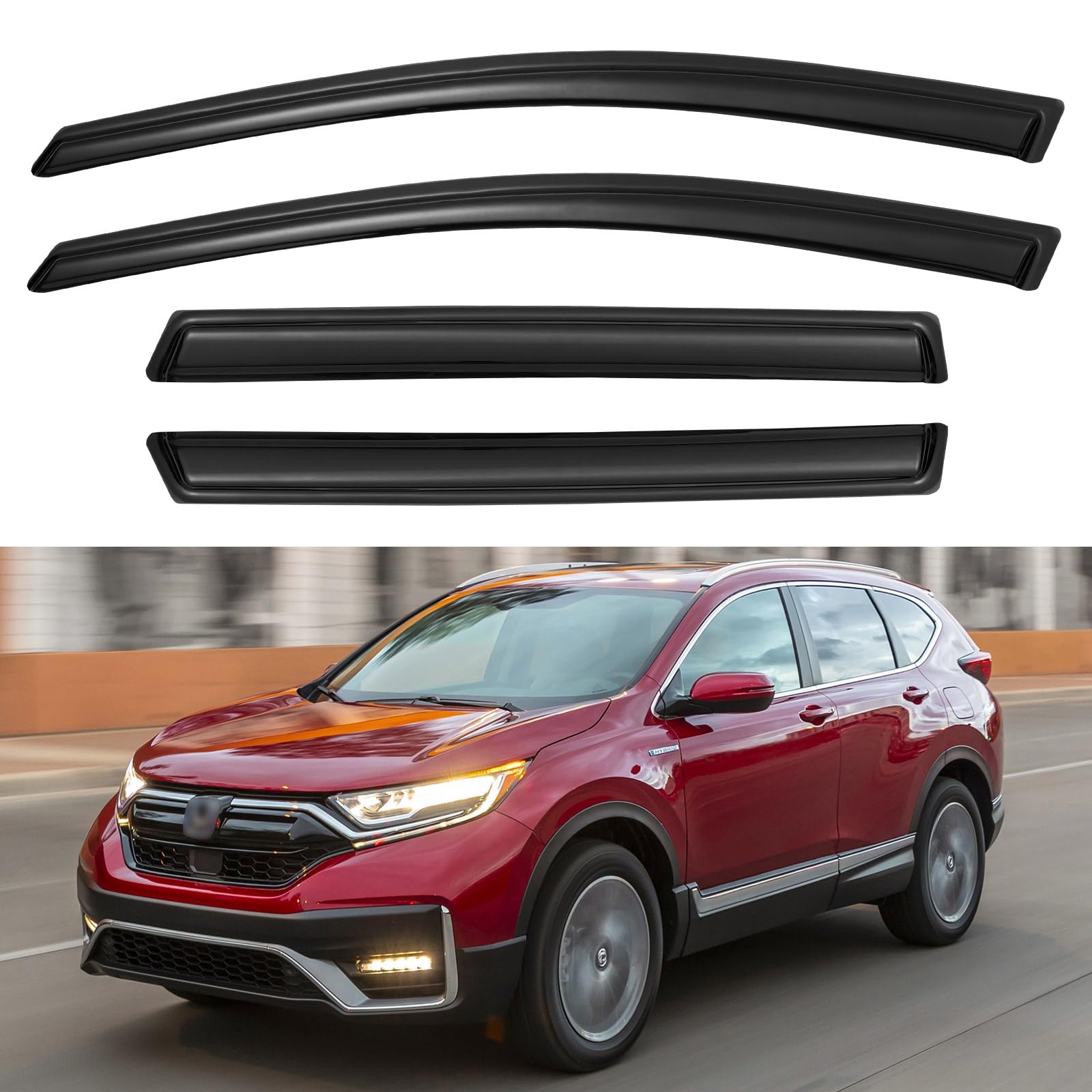 Window Visors Rain Guards for 2000 2001 2002 2003 2004 2005 Ford Excursion, Out-Channel Window Vent Wind Deflectors Visors Shade