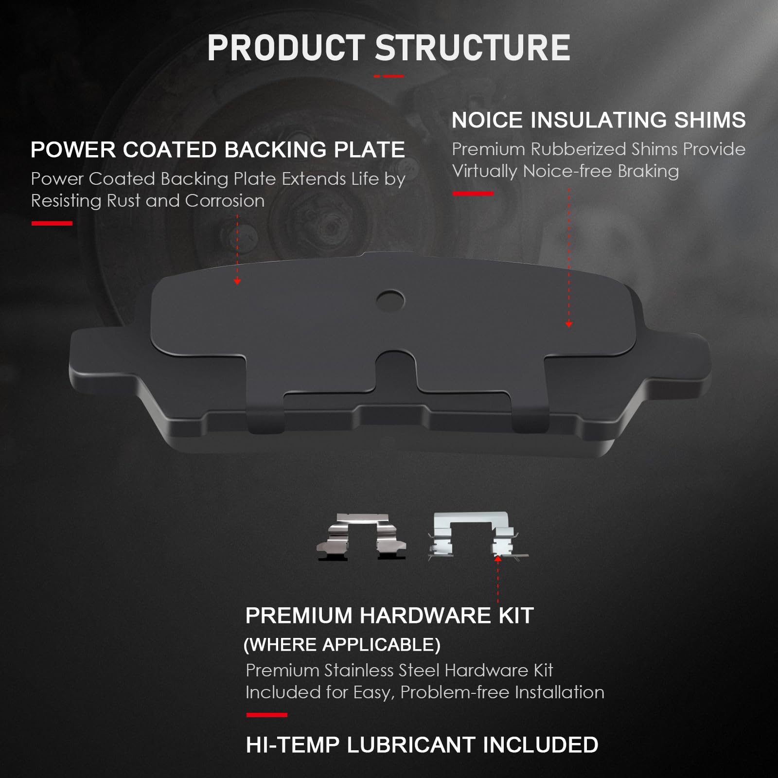 Cciyu D1159 D999 Front Rear Ceramic Brake Pads Kits 8Pcs Fit For 2009 For Buick Allure,2009 For Buick Lacrosse,2011-2013 For Che