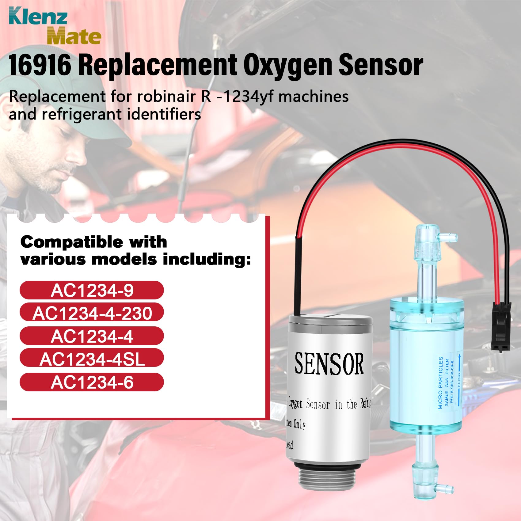 KlenzMate 16916 Oxygen Sensor / 16913 Combination,Compatible with R-1234yf Machine, Compatible with AC1234-4 / AC1234-4SL / AC12