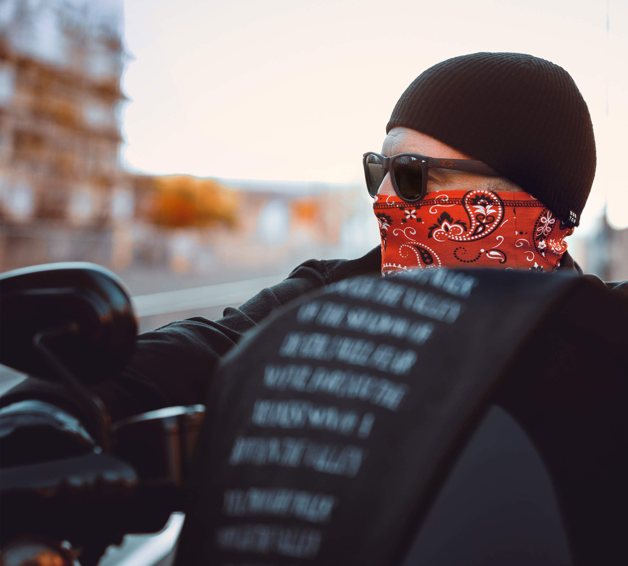 Indie Ridge Motorcycle Face Mask - Red Microfiber Ski Snowboard Mask, One Size, Model G-4, Paisley Design