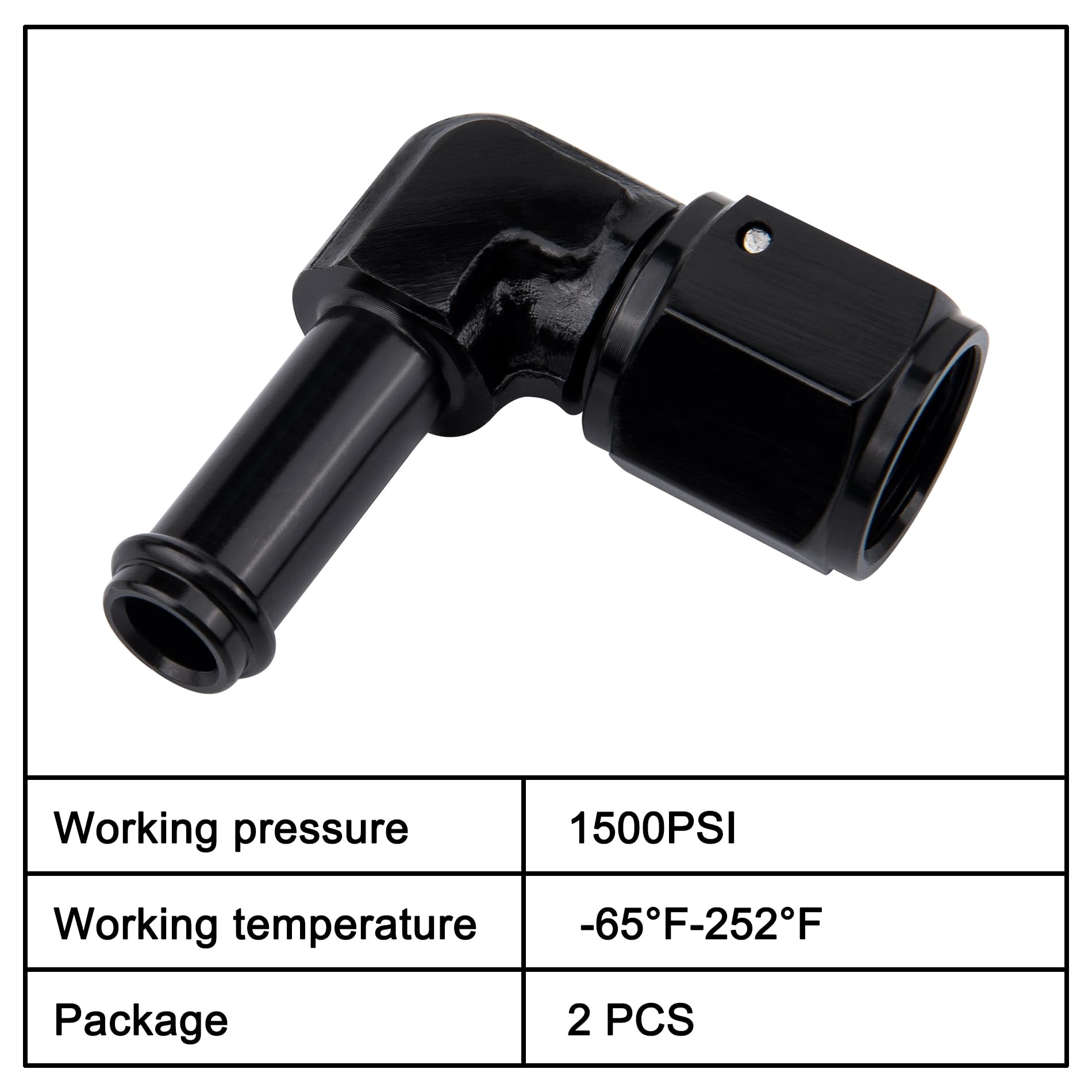 EVIL ENERGY 8AN Female to 1/2'' Barb Hose Fitting 90 Degree Swivel 2PCS