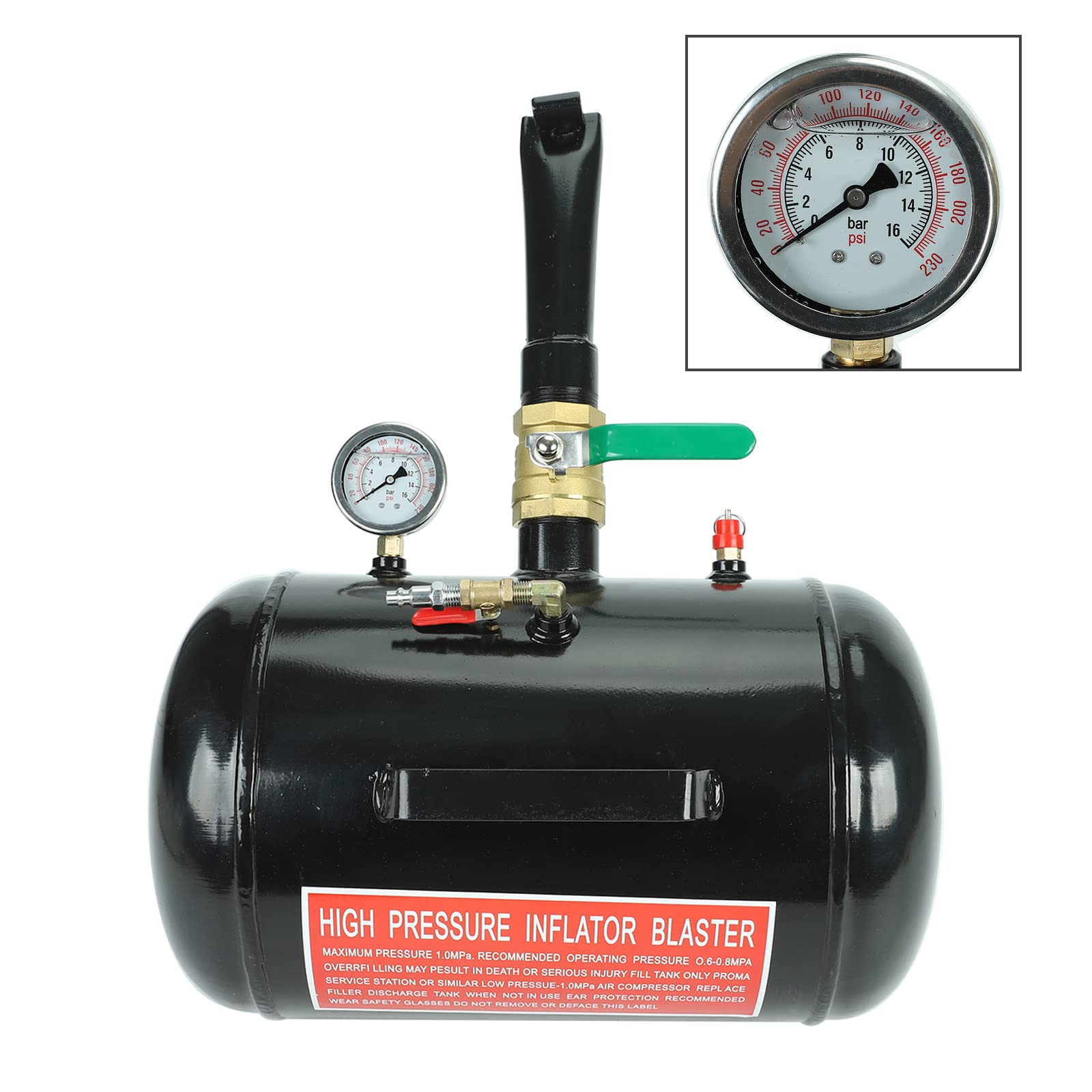 BLACKHORSE-RACING 5 Gallon Air Tire Bead Seater - 145PSI Blaster Tool Seating Inflator w/Gauge Car Truck ATV Tank Heavy Duty - B