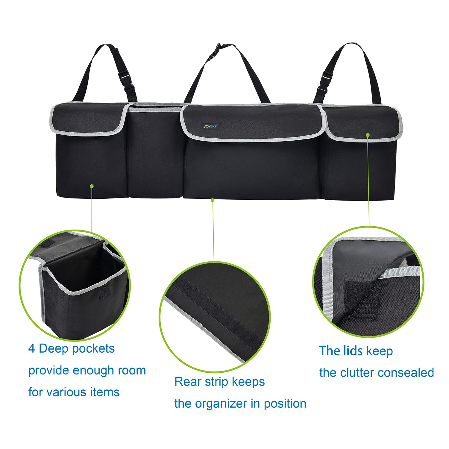 Joysky Car Trunk Organizer, Backseat Hanging Organizer Storage, Large Capacity Seat Back Car Organizer, Sapce-Saving Car Interior Accessories