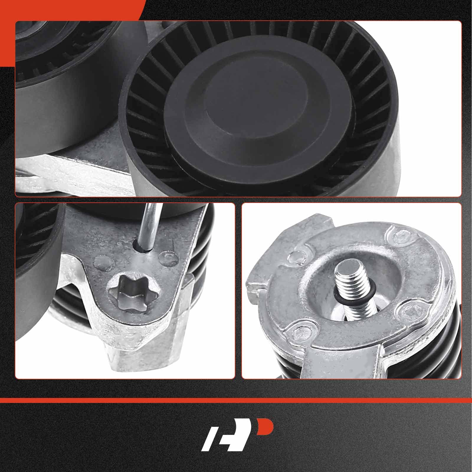 A-Premium Belt Tensioner Assembly With Dual Pulley Compatible With Bmw E82 E90 Series 135I 535I 08-10, 335I 07-10, 335Is 335Xi 5