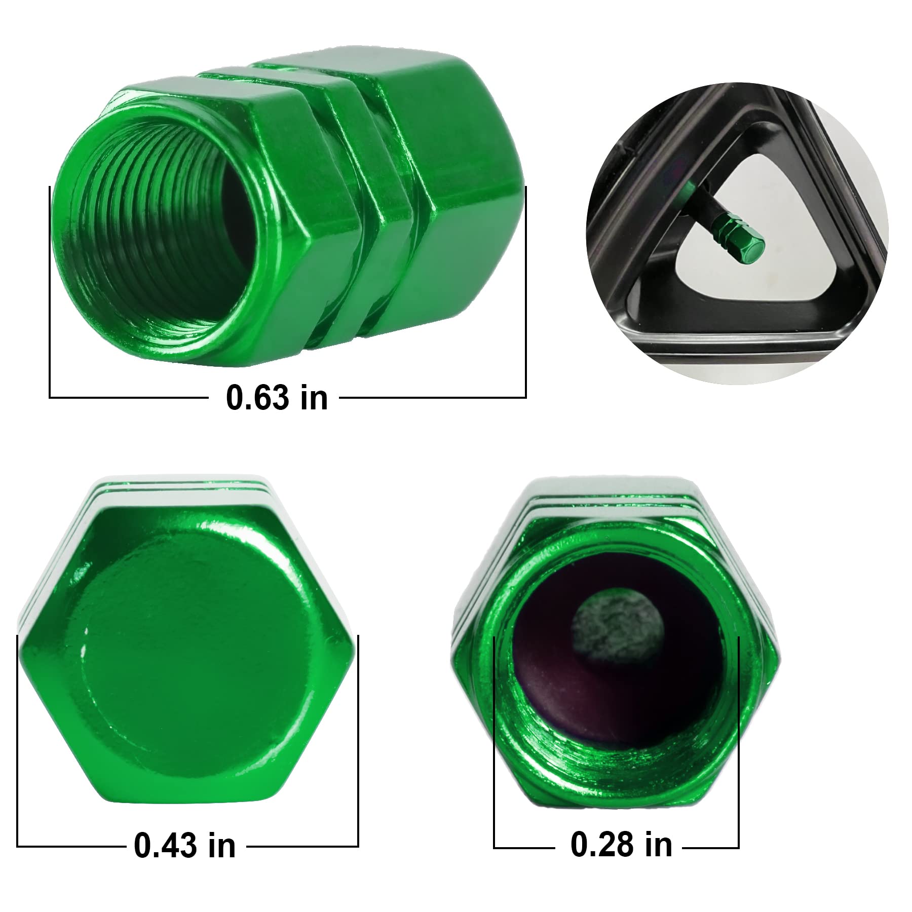 Justtop Car Tire Valve Stem Caps, 12Pcs Air Caps Cover, Universal For Cars, Suvs, Bike, Trucks And Motorcycles-Green
