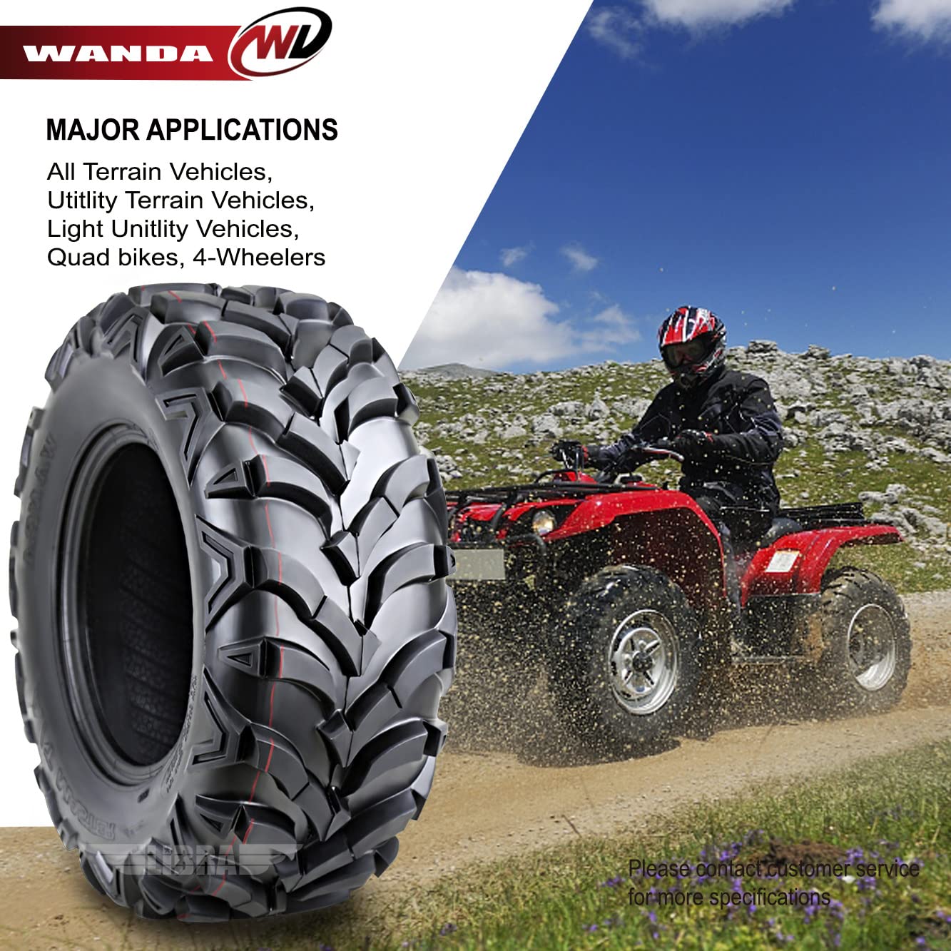 Wanda Set 4 At Master Atv/Utv Tires 24X9-11 Front & 24X10-11 Rear /6Pr P341