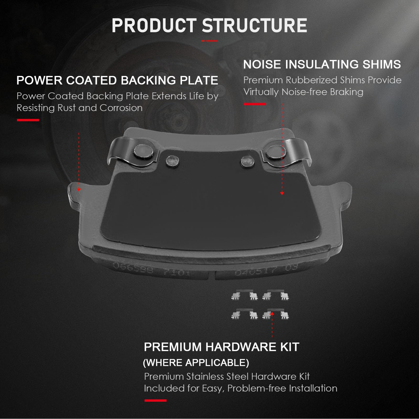 Cciyu D1057 Rear Ceramic Disc Brake Pads Kit For Chrysler 300 2005-2019,For Dodge Challenger 2009-2019,For Dodge Charger 2006-20