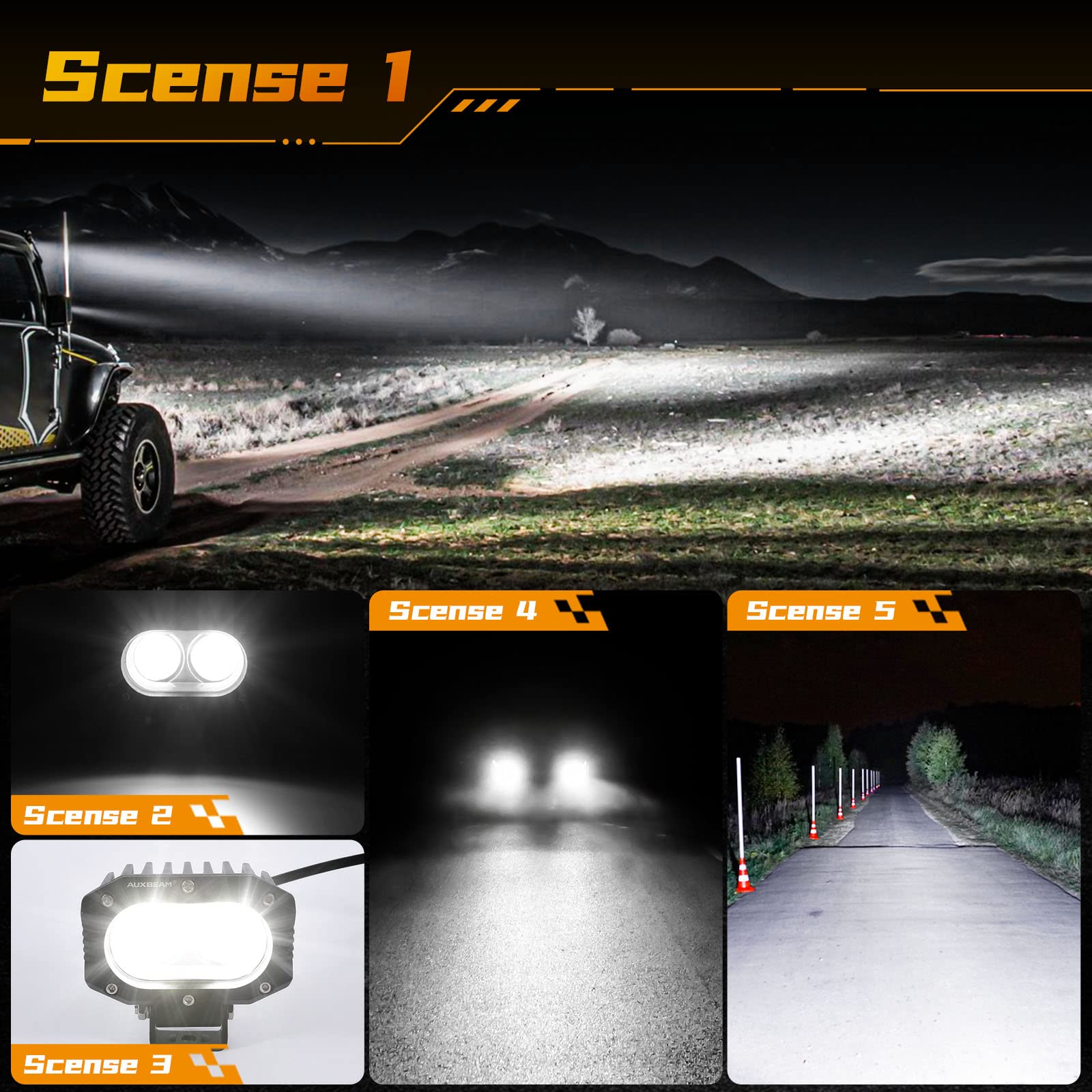 Auxbeam 4In Led Offroad Light For Truck, 60W Led Driving Pod Lights Super Flood Beam 2Pcs Led Pods A-Pillars Bumper Offroad Ligh