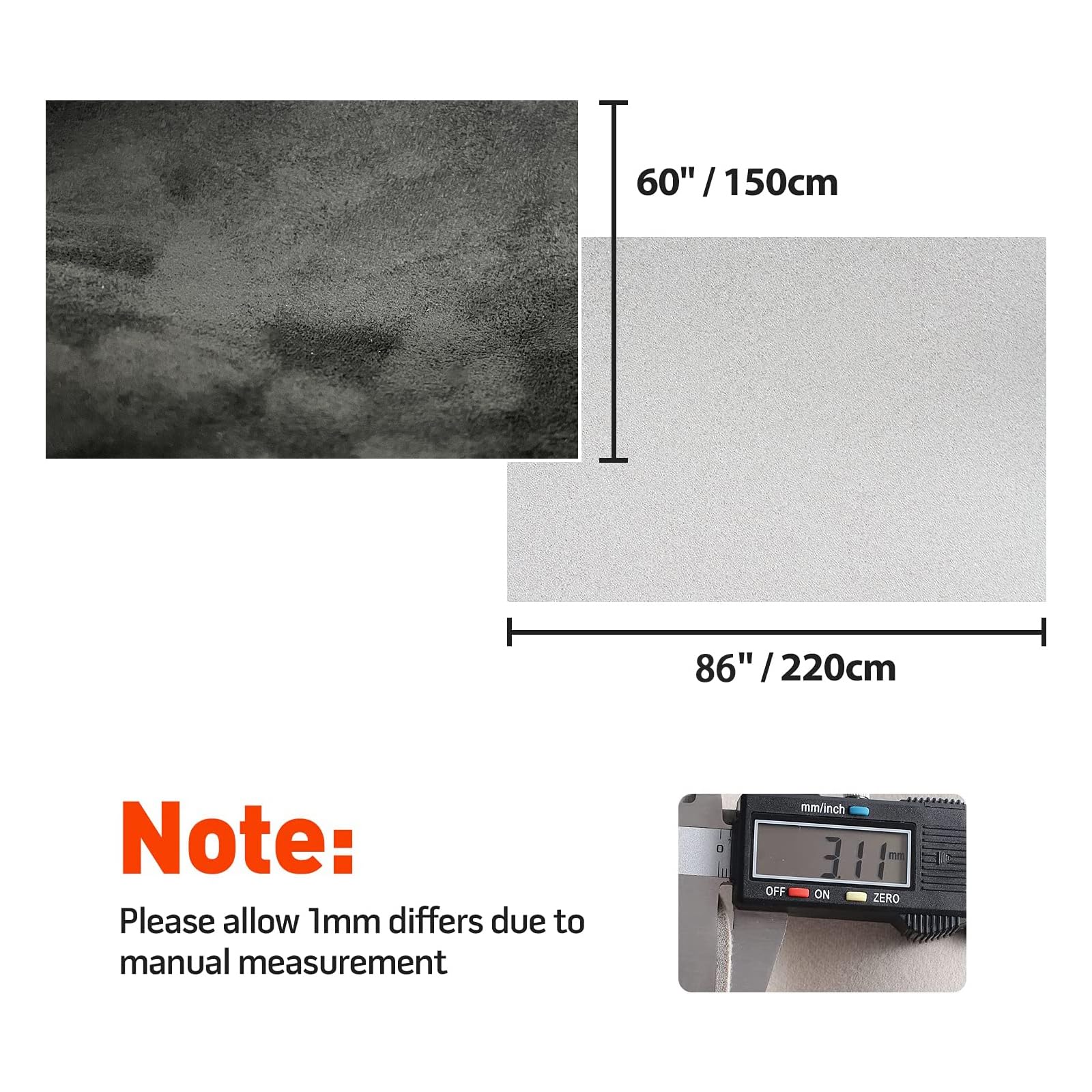 Halero Black Car Suede Headliner Fabric 85'' L    60'' W Foam Backing Material 1/9'' 3mm DIY Home Auto Roof Repair Protect A/B/C