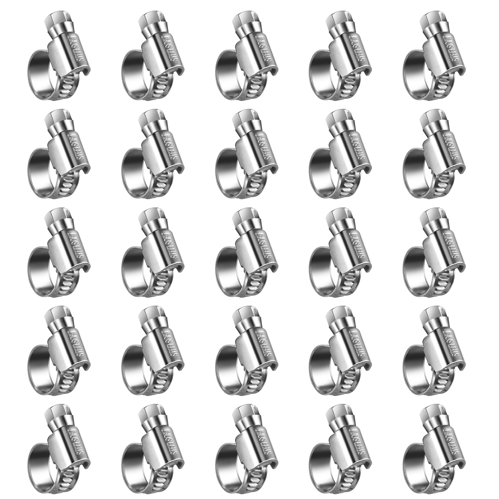 Steelsoft Heavy Duty Hose Clamp Mini Size#4, 5/16 To 1/2 Inch Adjustable Worm Gear Drive Hose Clamps Stainless Steel 304 For Fue
