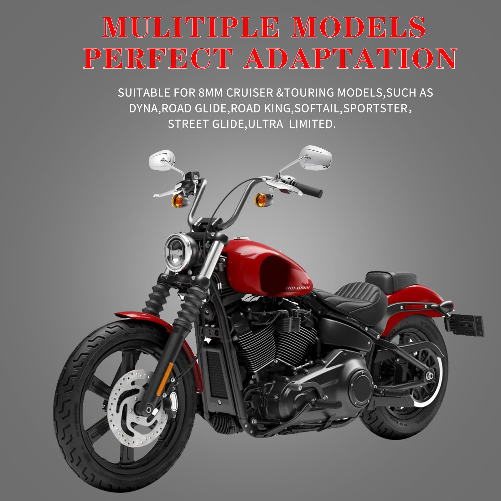Ldjxdadi Chrome Sportster Mirrors For Road King Street Electra Glide Dyna Softail Road Glide Motorcycle Rearview 1982-2023