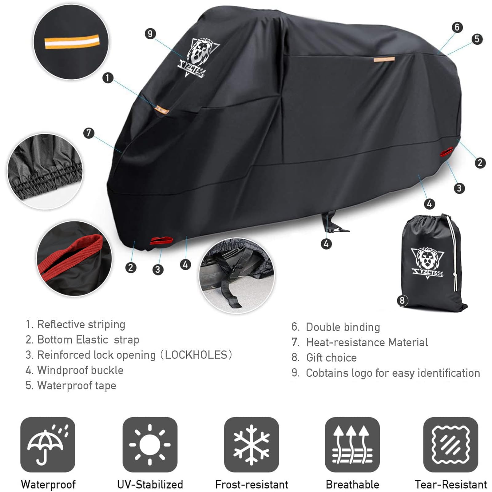 Xyzctem Motorcycle Cover -Waterproof Outdoor Storage Bag,Made Of Heavy Duty Material Fits Up To 96 Inch, Compatible With Harley