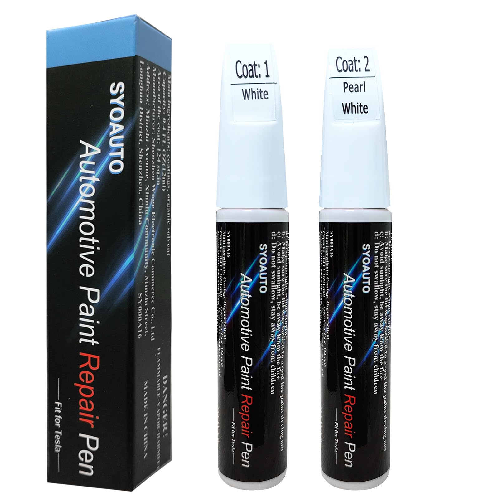 SYOAUTO Touch up Paint Pearl White Fit for Tesla Model Y 3 X S Tesla Model Paint Repair kit Tesla Paint Pen Tip and Brush 2 in 1