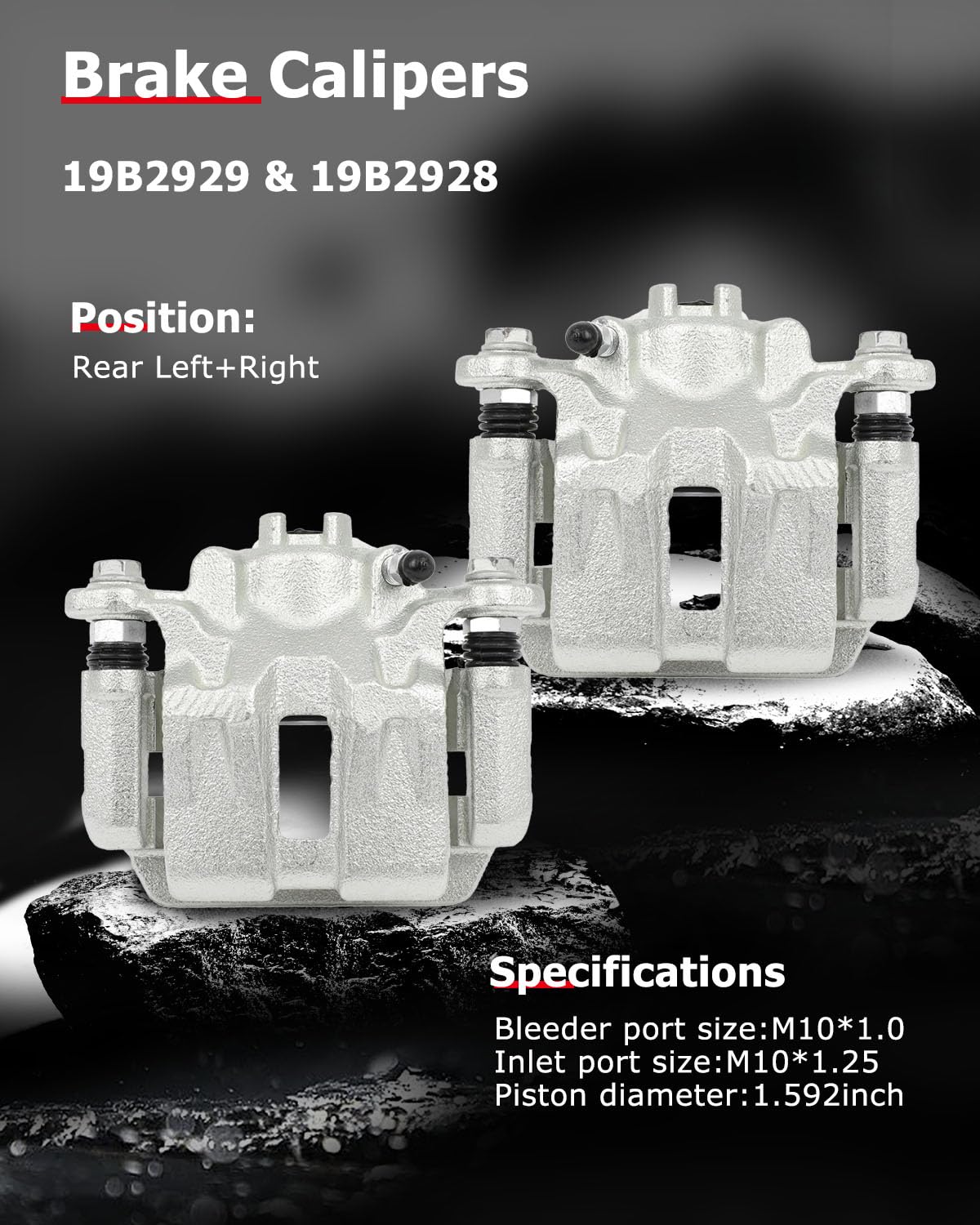 cciyu 19B2929 19B2928 Rear Left & Right Brake Calipers With Bracket For Honda For Odyssey 2005-2010