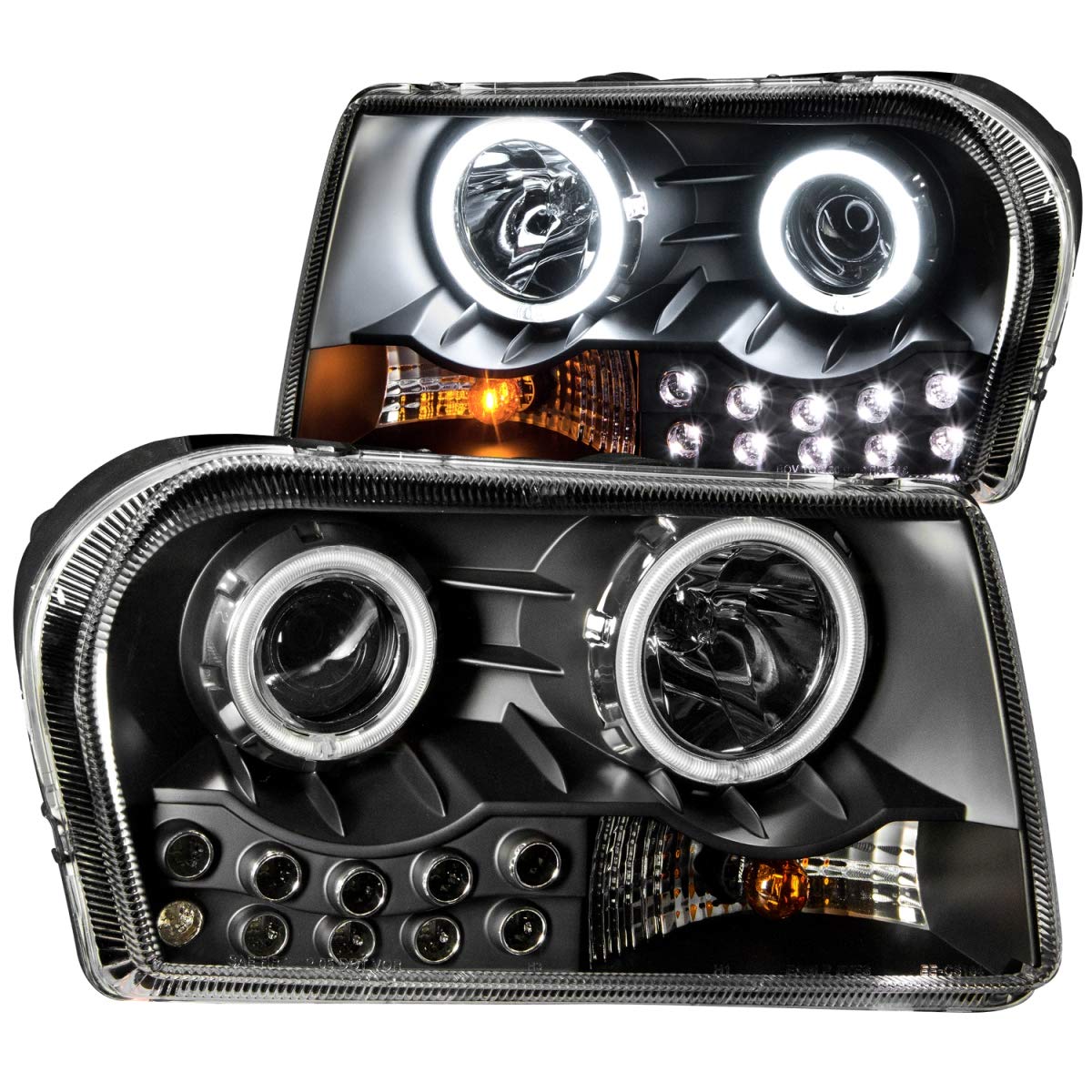 Anzo Usa 121152 Chrysler 300 Projector With Halo/Black Clear With Amber Reflectors Headlight Assembly - (Sold In Pairs)