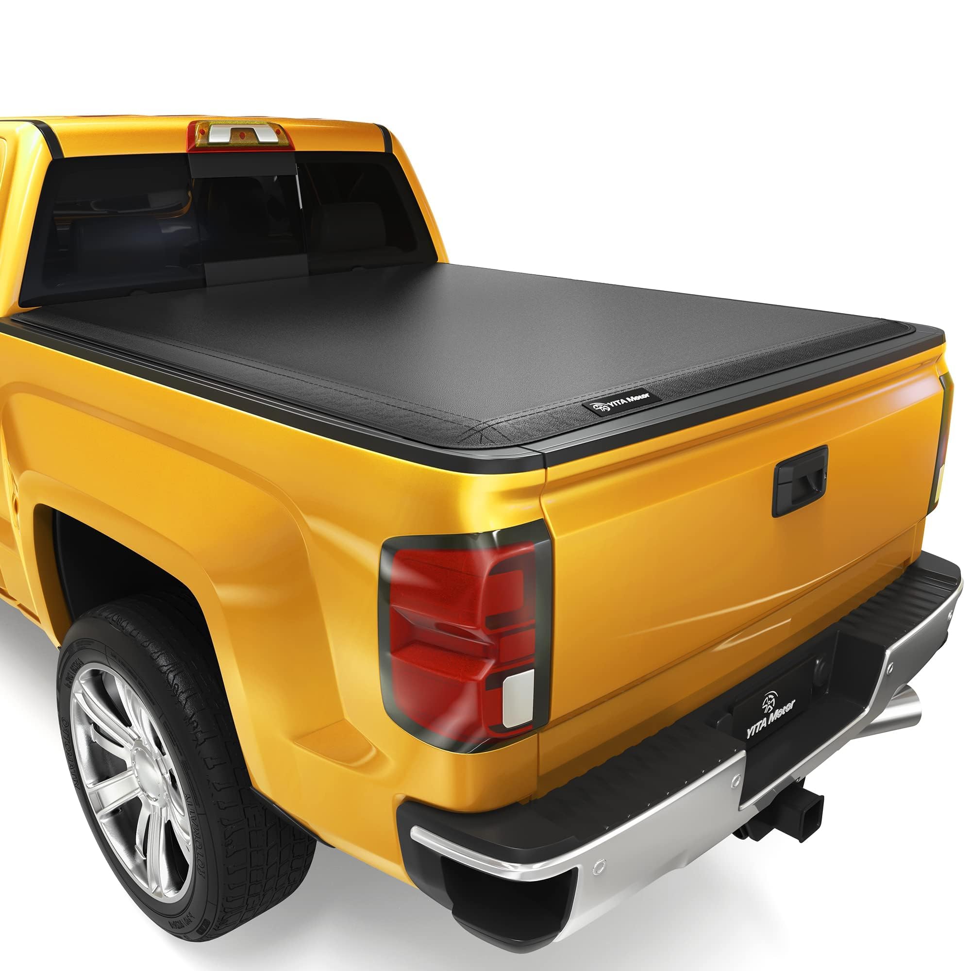 YITAMOTOR Soft Quad Fold Truck Bed Tonneau Cover Fits for Chevy Silverado/GMC Sierra 1500 2007-2013 with 6.6 ft Bed
