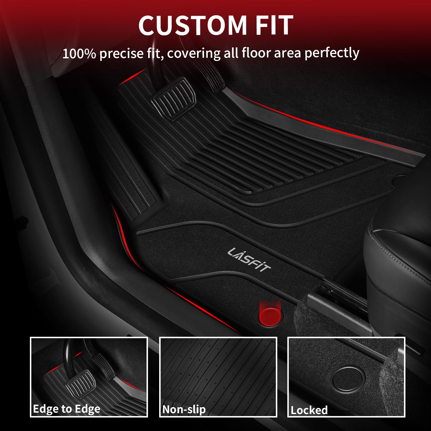 Lasfit Trunk Mats For Tesla Model X 6 Seater & Model X Plaid 2021 2022 2023 2024 2025, Tpe All Weather Custom Fit Frunk Car Mat