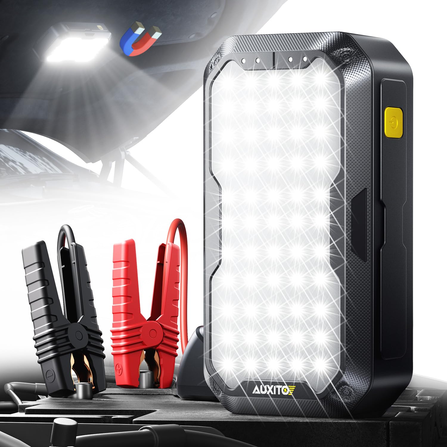 AUXITO Car Battery Jump Starter: 5000A Portable Jump Starter Up to 8.5L Gas and 8.0L Diesel Engines with 2000LM LED Work Panel L