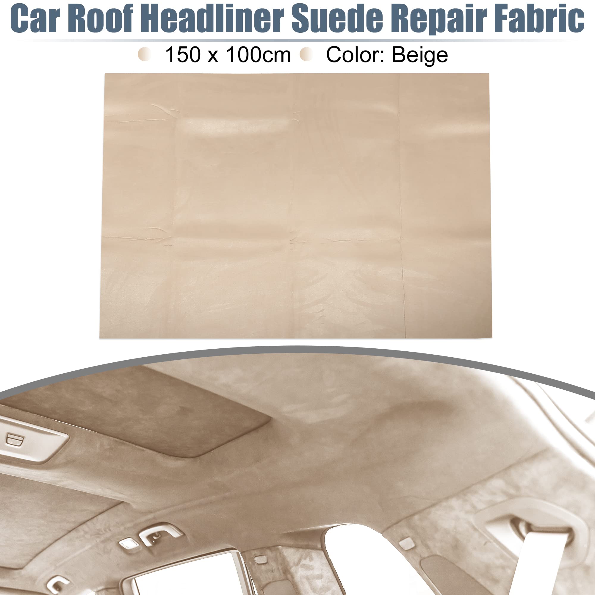 X AUTOHAUX Suede Headliner Fabric 60'' Length x 40'' Width Foam Backed for Car Truck RV SUV Interior Trim Protect Aging Broken F