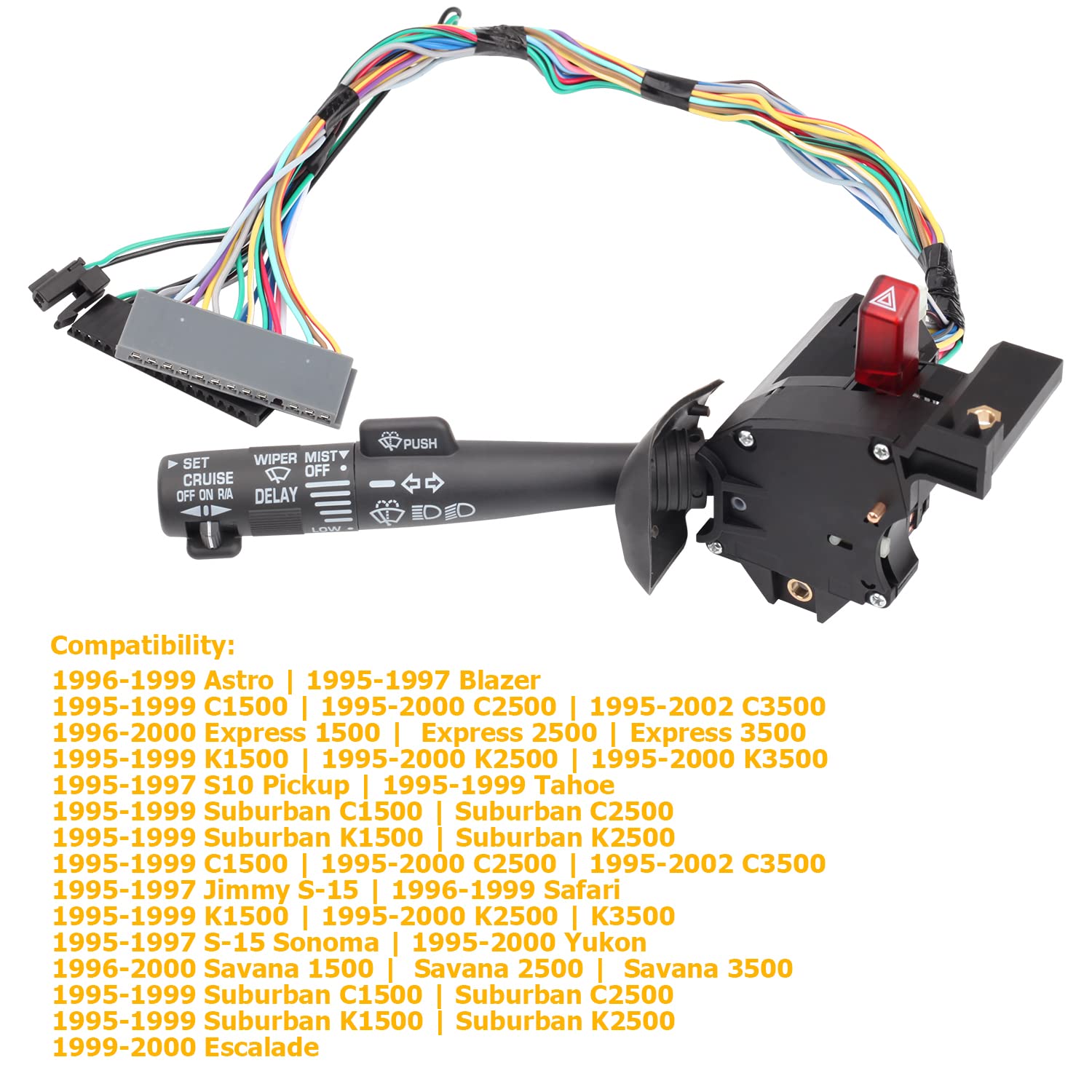 Multi-Function Combination Turn Signal, Wiper, Washers, Hazard Switch, Cruise Control Switch Compatible with 95-99 Tahoe Blazer