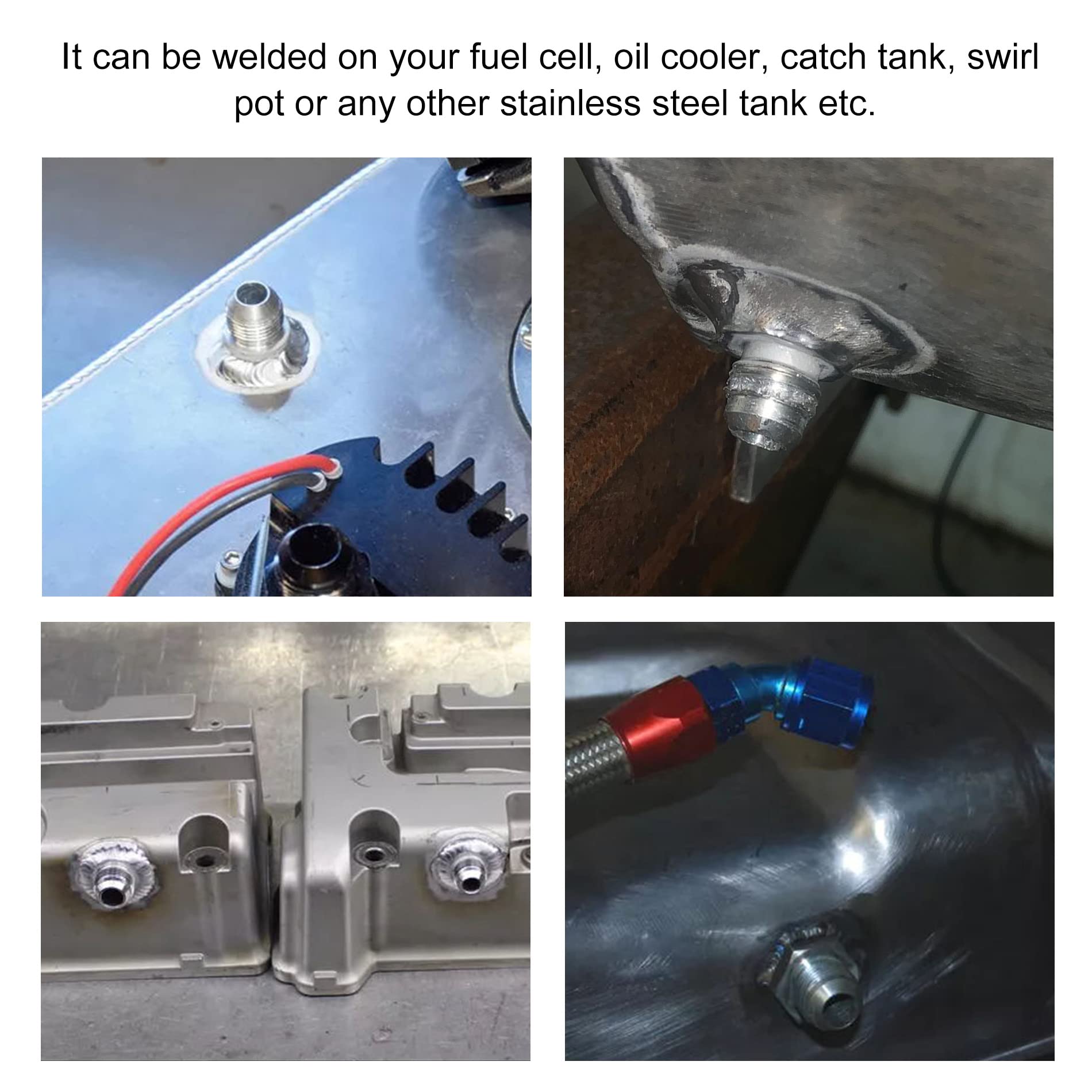 Evil Energy Male 8An Weld On Bung Fitting Stainless Steel 2Pcs
