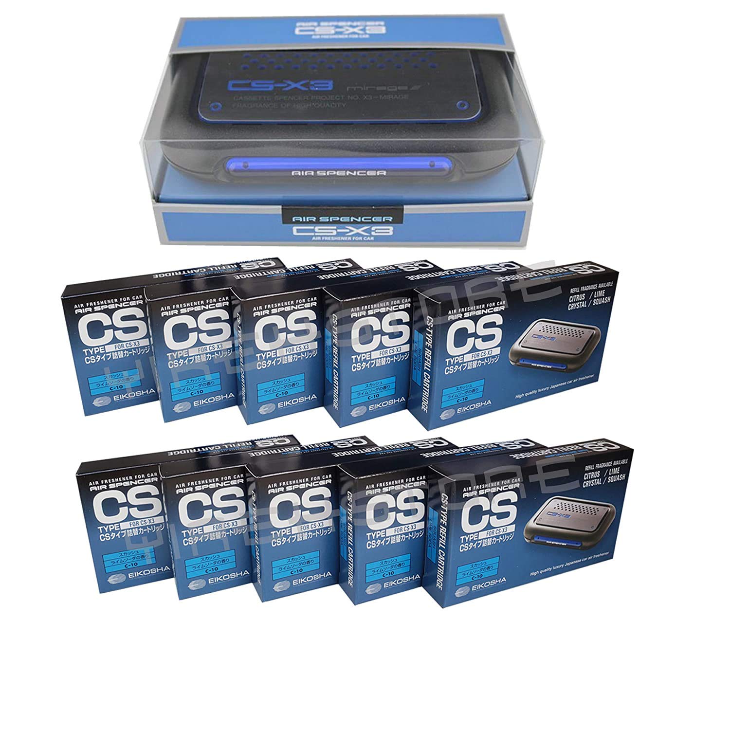 Csx3 Fresh Squash Scent 1 Unit And 10 Refill Cartridges Cs-X3 Bundle Car Air Freshener