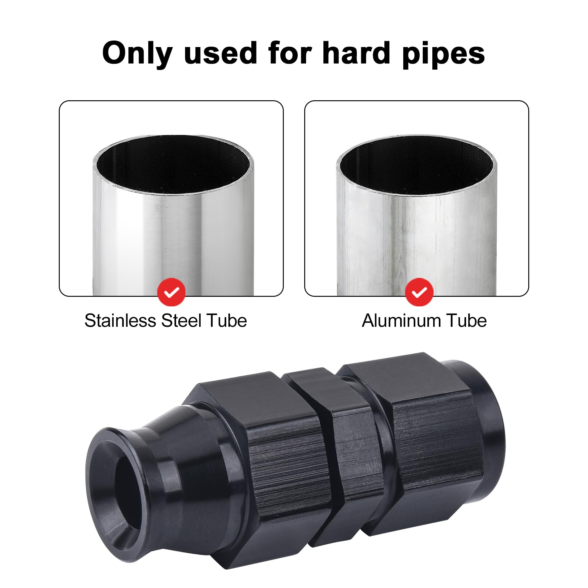 Evil Energy 6An Female Flare To 3/8' Compression Hardline Fitting Aluminum Black 2Pcs