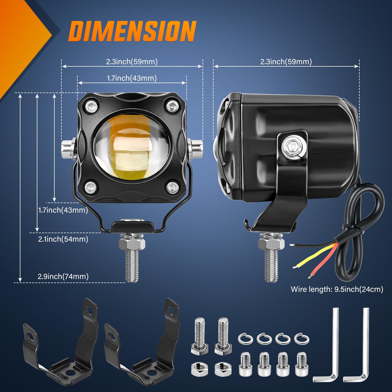Nilight 1.7 Inch LED Pods - White/Amber Spot Beam Fog Lights, IP67 Waterproof, Aluminum Housing, Model 15057S-AW, for Motorcycle & ATV