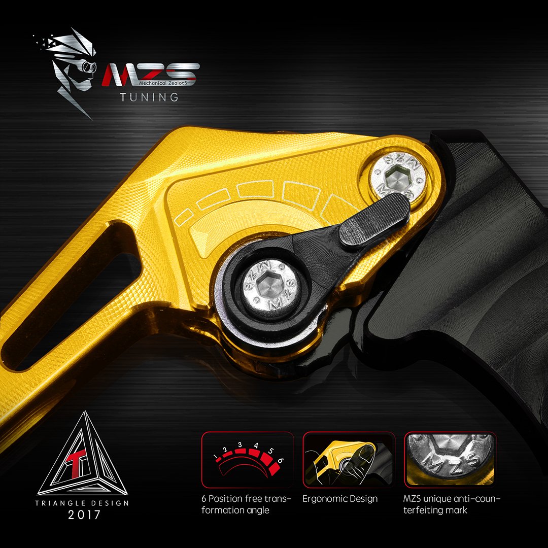 Mzs Gold Motorcycle Clutch Brake Levers Short Adjustable Cnc Compatible With Gsxr600 97-03 / Gsxr750 96-03 / Gsxr1000 01-04 / Sf