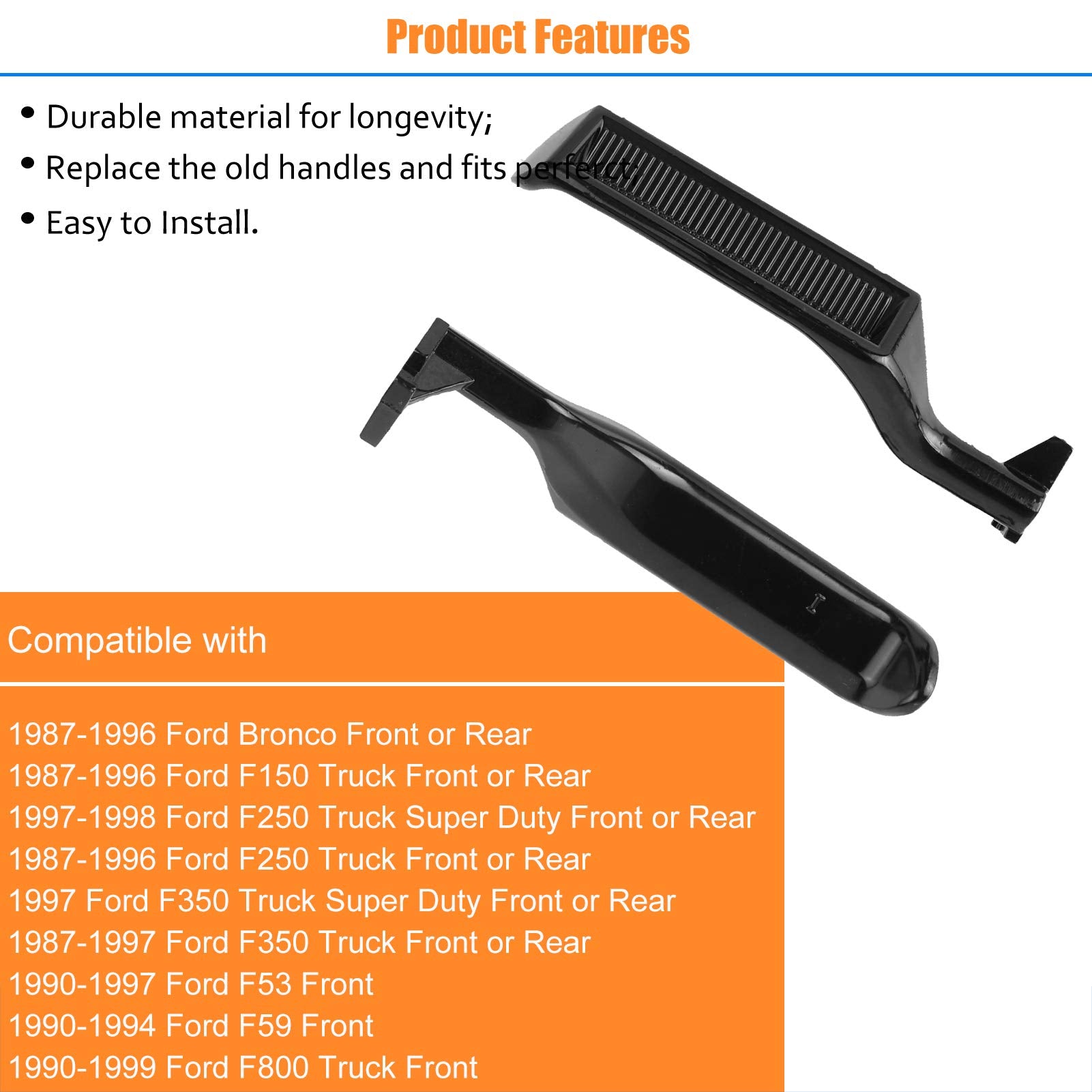 Npauto Inside Interior Metal Truck Door Handle Replacement For 1987-1997 Ford Bronco F150 F250 Front/Rear Left Driver Right Passenger 1988 1989 1990 1991 1992 1993 1994 1995 1996