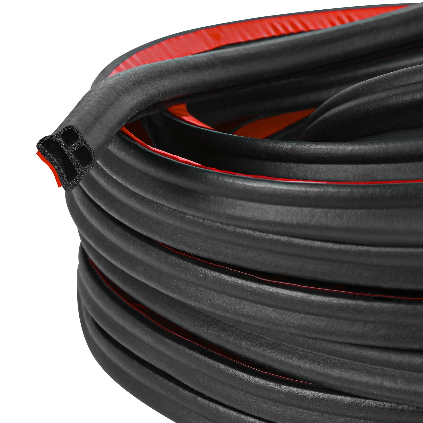 66Ft Universal Car Weather Stripping, Self-Adhesive Door Rubber Seal Strip, Auto Engine & Window Noise Insulation (47/100'' X 2/
