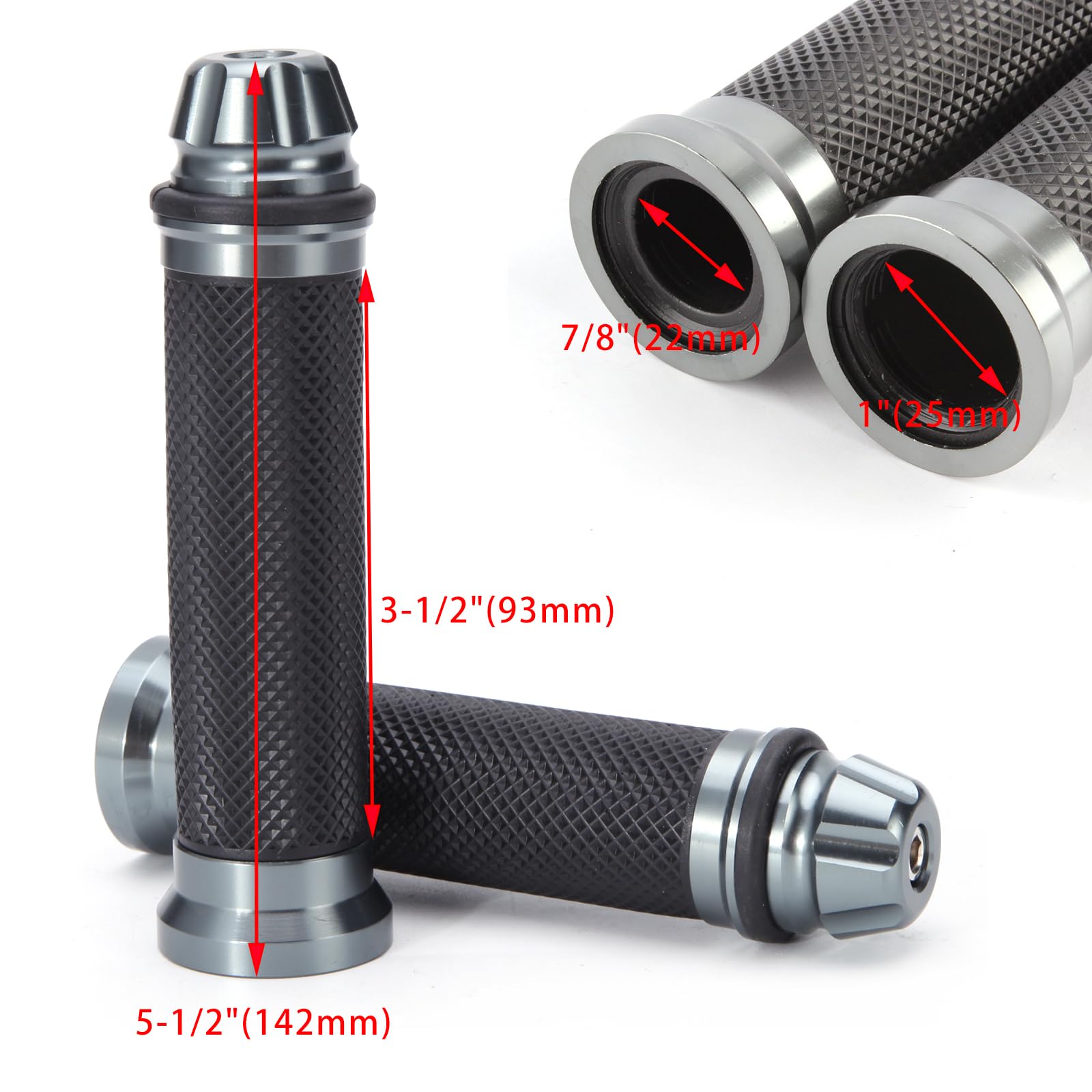 Universal 7/8'' 22Mm Rubber Handlebar Hand Grip Bar End For Motorcycle Bike Cafe Racer