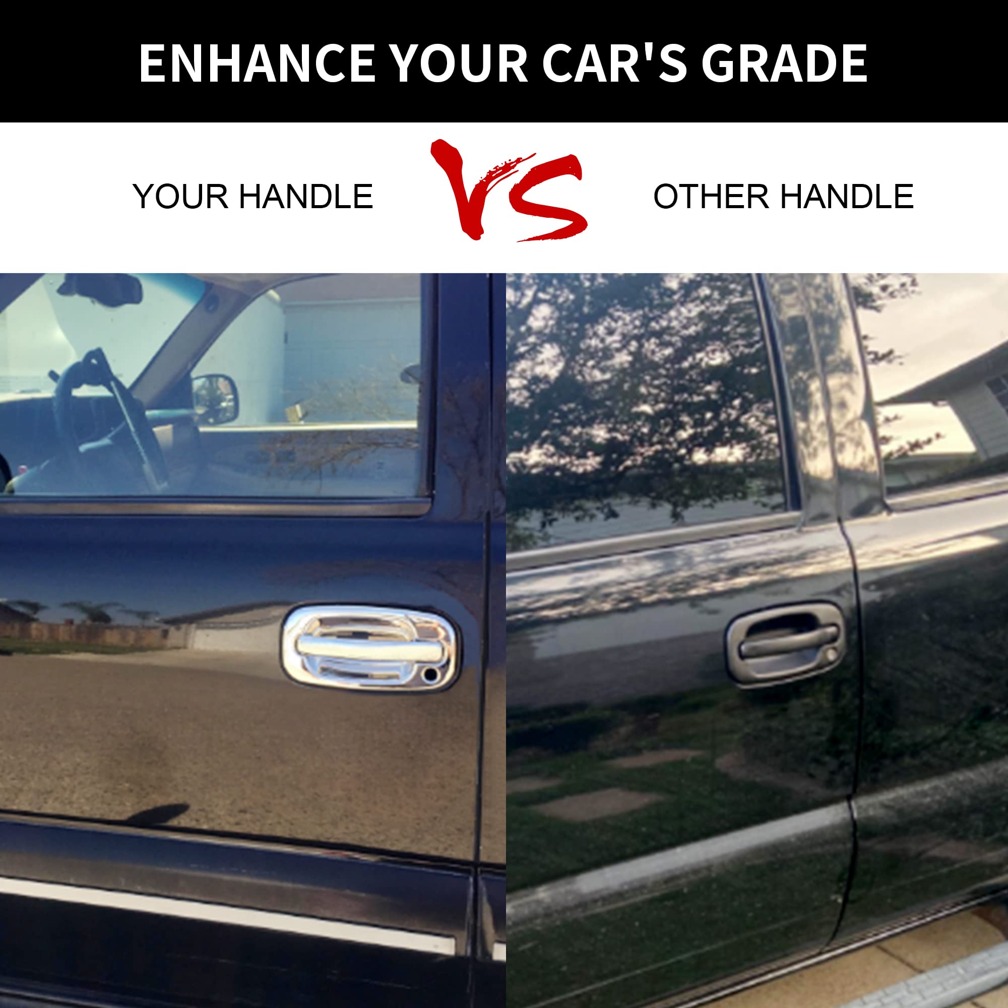 Exterior Door Handles, All Chrome, Compatible With 1999-2007 Chevy Silverado Suburban Tahoe Avalanche, Gmc Sierra Yukon, Cadilla