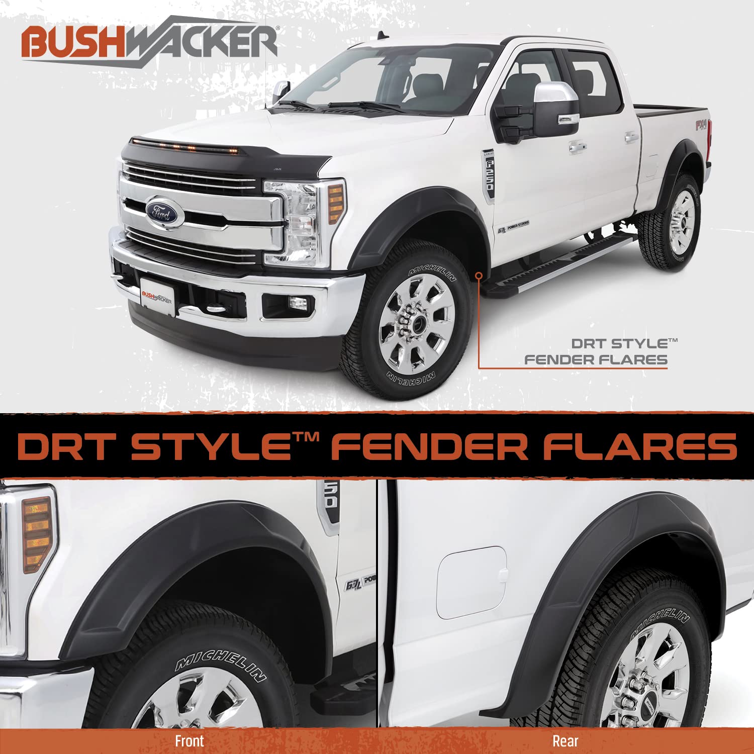 Bushwacker Drt Extended Front & Rear Fender Flares | 4-Piece Set, Black, Smooth Finish | 40946-02 | Fits 2019-2024 Gmc Sierra 1500 W/ 5.8' Bed