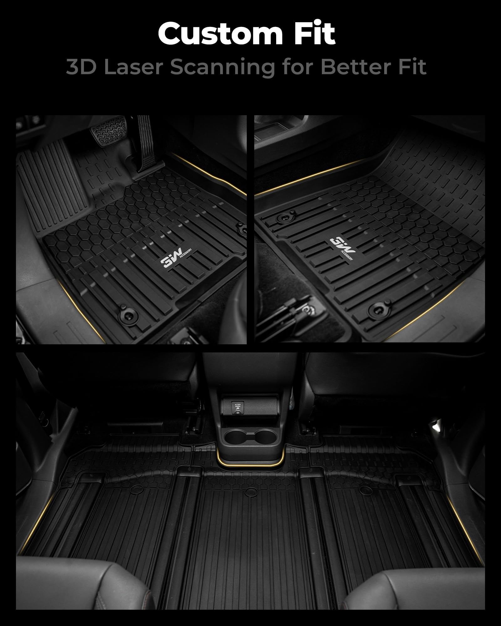 3W Floor Mats&Cargo Liner Fit Toyota Sienna 2021-2025, 2025(Only For 8 Seat), Tpe All Weather Custom Fit Floor Liner For Sienna