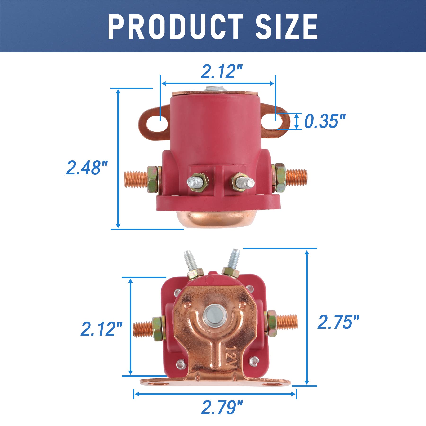JDMSPEED New Red Solenoid Relay 12V Heavy Duty Replacement for Ford Starter Car Truck Replaces SW3, SNL135, B-6A-11450A, D2AF114