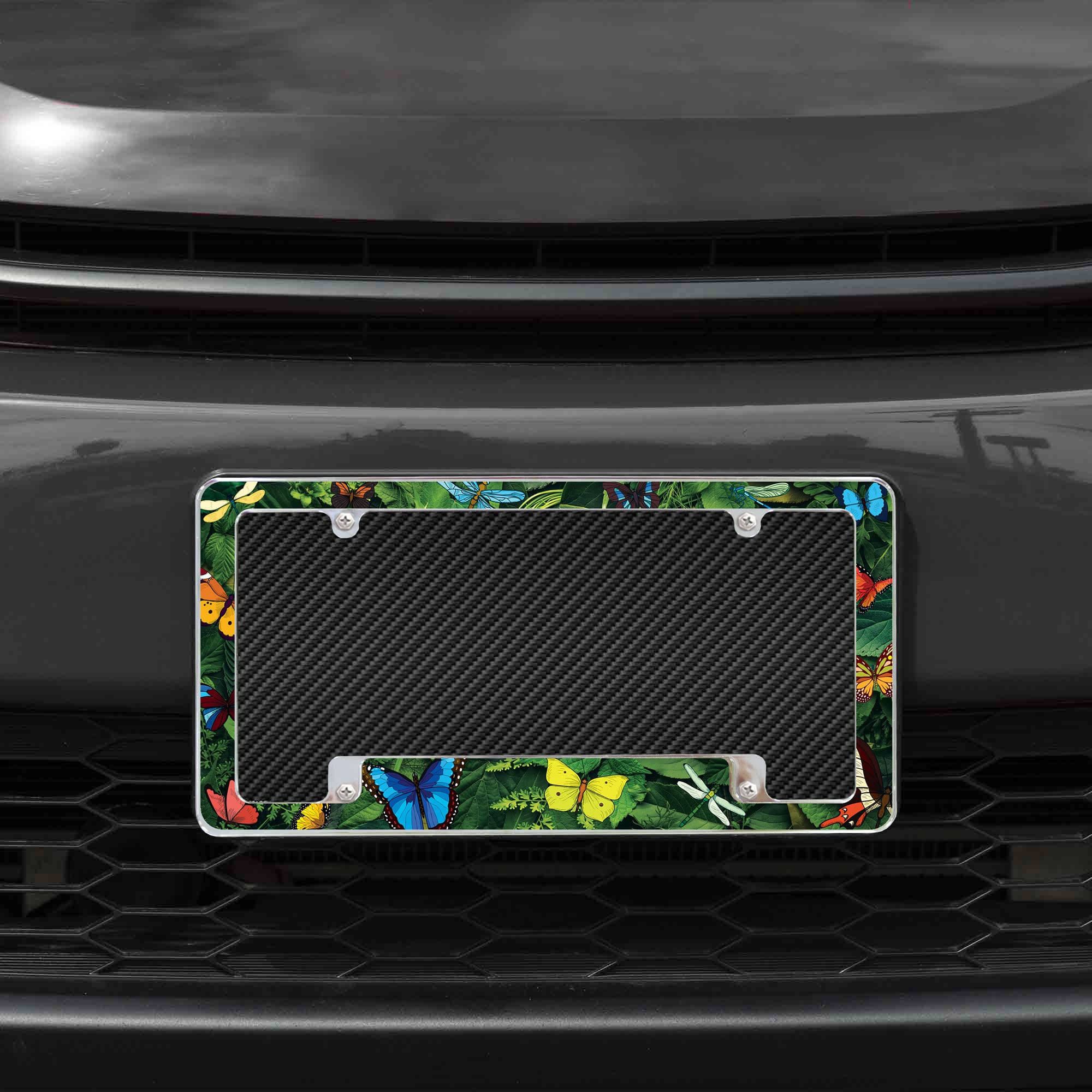 Rico Industries Butterflies Rainforest All Over Automotive License Plate Frame for Car/Truck/SUV (12 x 6)