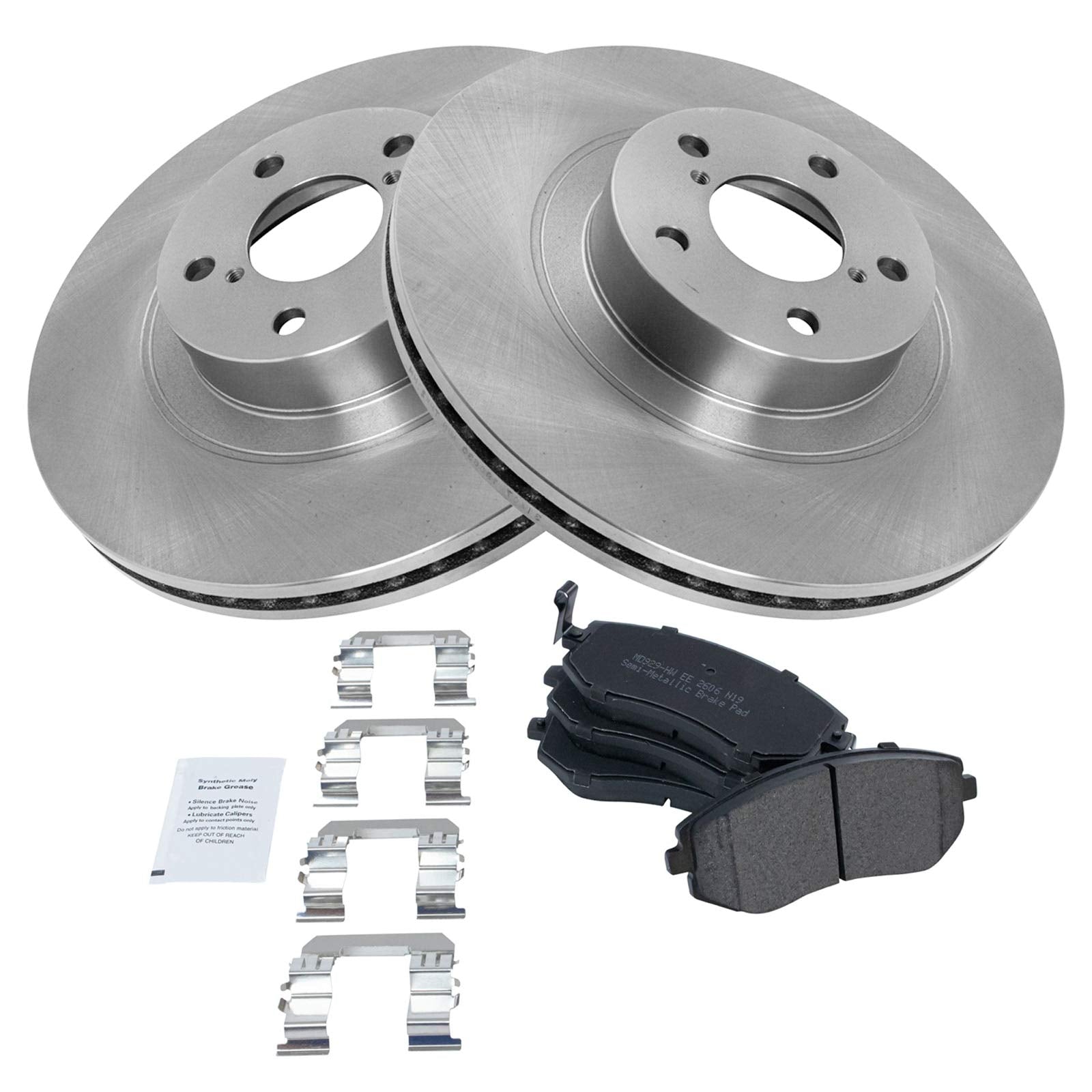 Trq Front Brake Pad & Rotor Kit Brake Pads Brake Rotor Semi-Metallic Compatible With 2004-2006 Subaru Baja 2009-2010 Forester 20