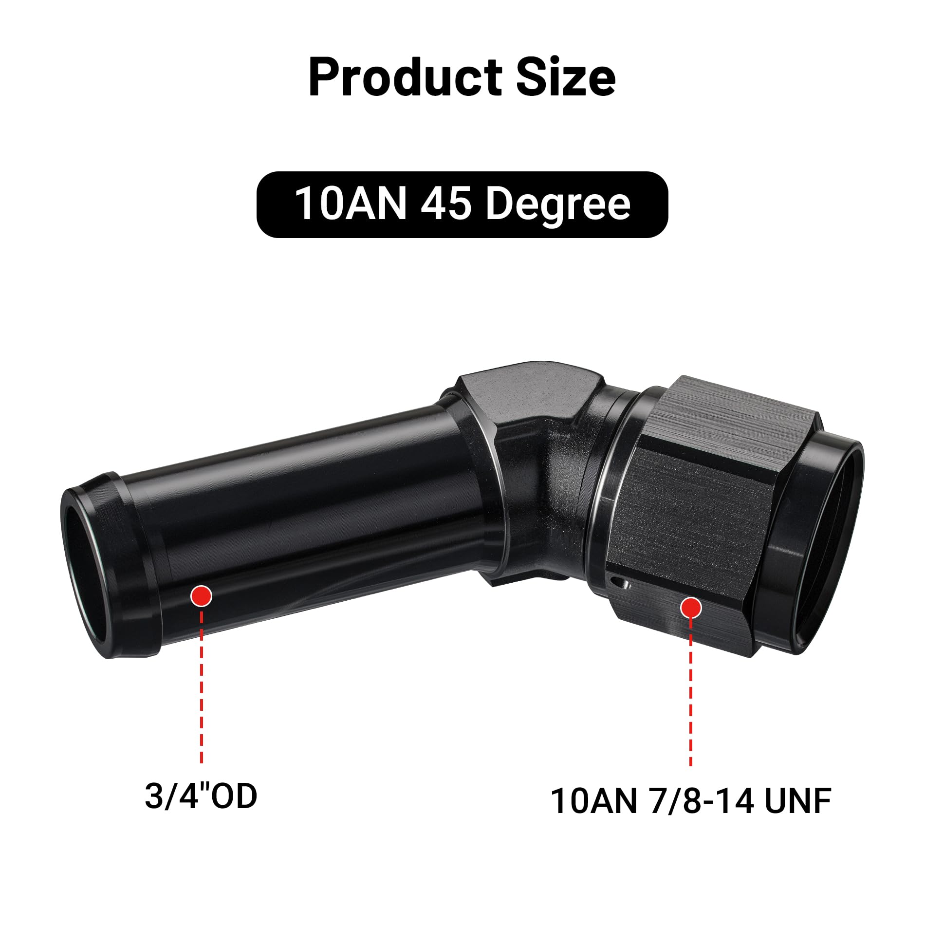 EVIL ENERGY 10AN Female to 3/4" Barb Hose Fitting, 45 Degree Swivel, Aluminum