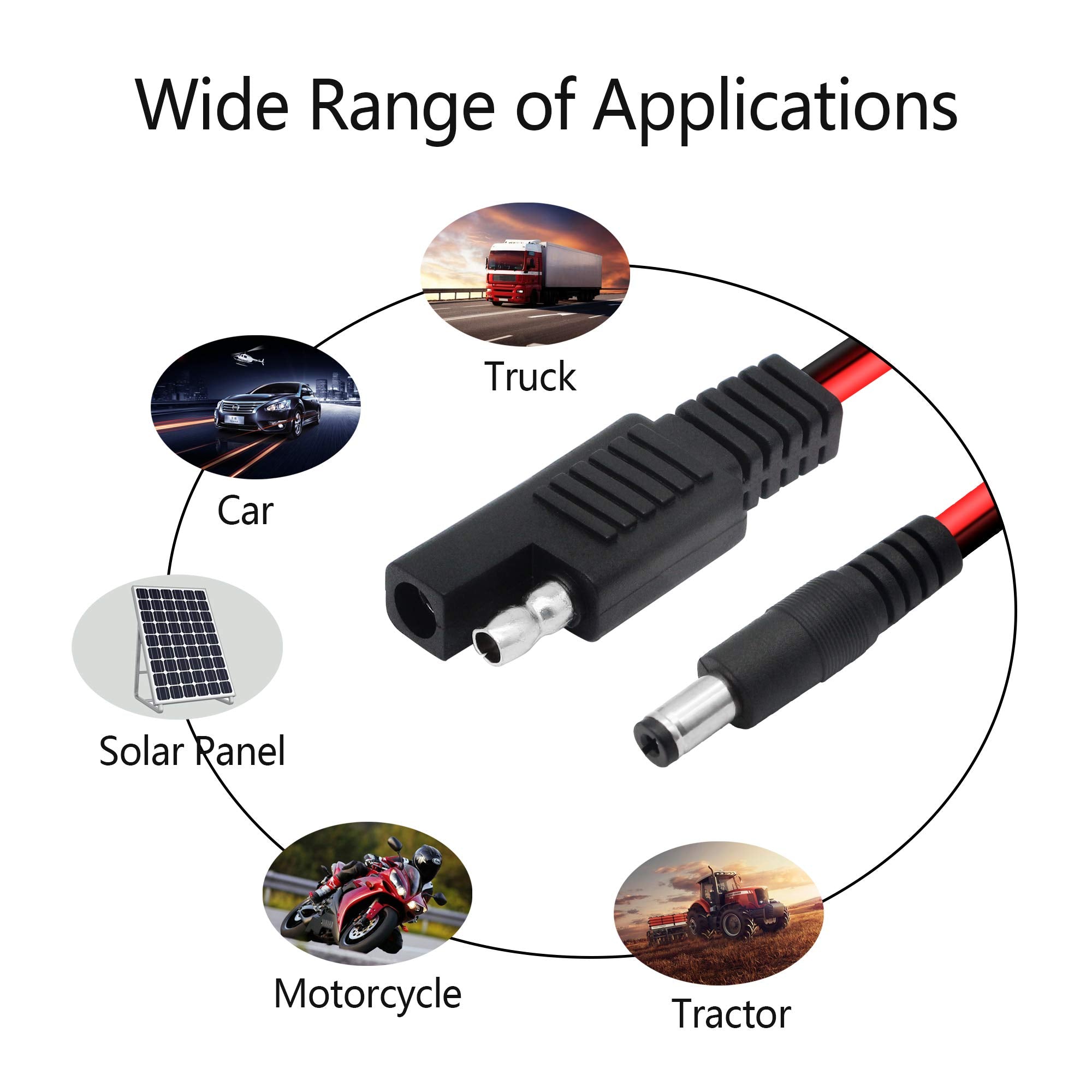 3.2 Feet 18Awg Sae Plug To Dc 5.5X2.1Mm Male Converter Adapter Cable Youcheng For Cars, Motorcycles, Solar Panels