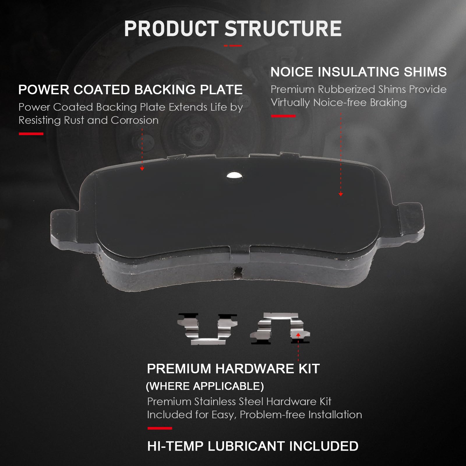 Cciyu D1479 D1099 Front Rear Ceramic Brake Pads Kits 8Pcs Fit For 2010-2016 For Land Rover Lr4,2010-2012 For Land Rover Range Ro