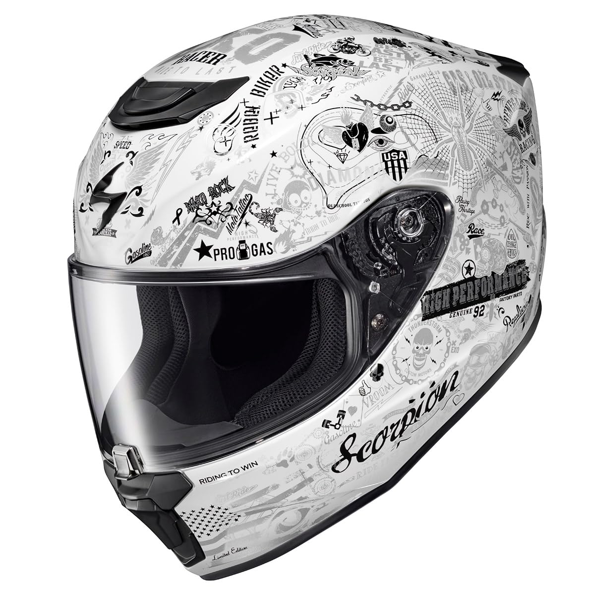 Scorpionexo R420 Full Face Adult Street Motorcycle Helmet With Bluetooth Ready Speaker Pockets Dot Snell Approved Shake Ii (Whit